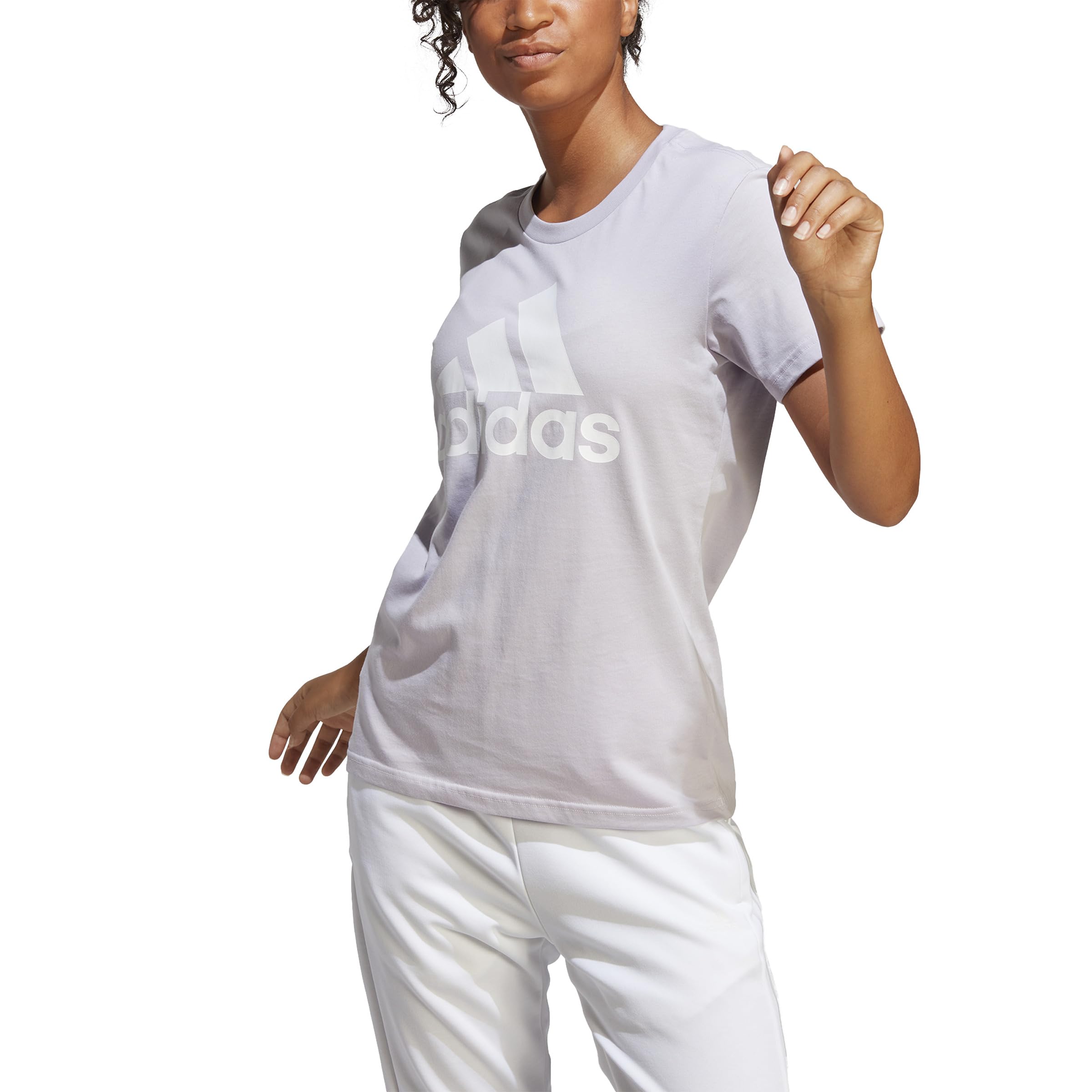 adidas Women's Essential Logo Loungewear T-Shirt - Soft Cotton Comfort for Casual Wear, Home Relaxation & Athleisure Outfits