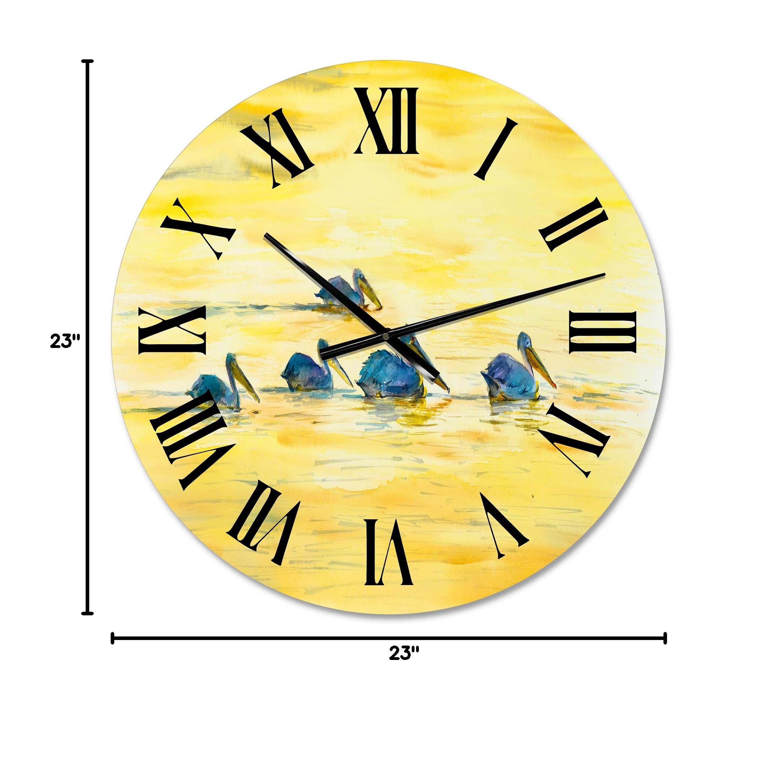 Farmhouse Wall Clock 'Pelicans On The Yellow River' - Large Animal-Themed Decorative Clock for Bedroom, Living Room, and Kitchen Wall Decor