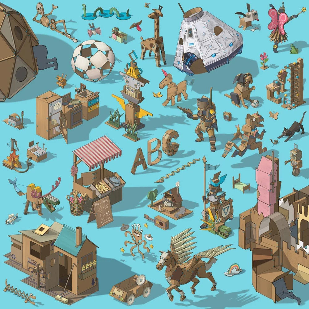 Makedo Create - Kids DIY Cardboard Construction Kit for Creative Play | STEM Learning Toy for Building & Imagination | Perfect for Home, Classroom & Playroom Activities