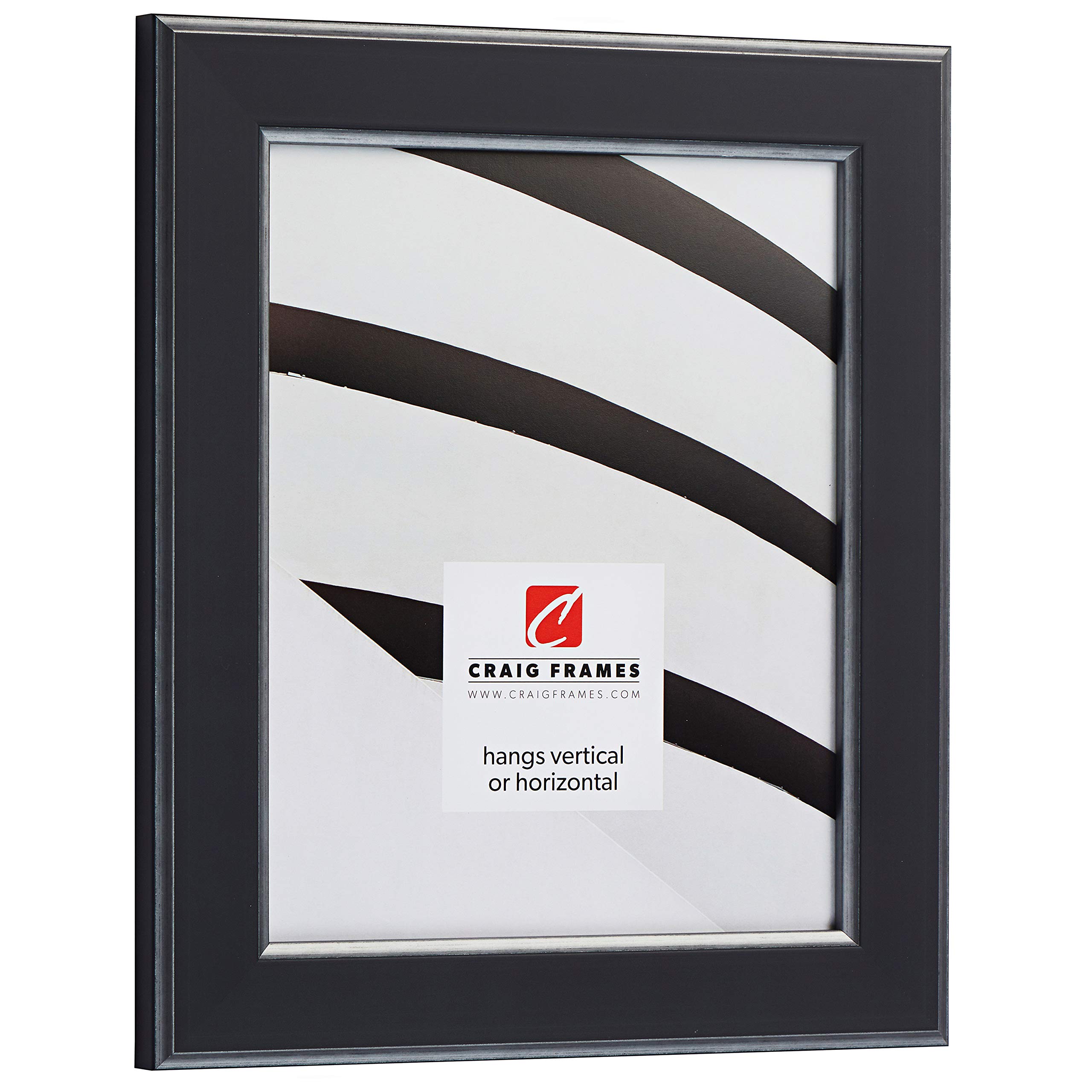 Craig Frames Crackle Picture Frame 8x12 Inch Black and Silver - Perfect for Wall Decor, Photo Displays, and Home Office Decorations