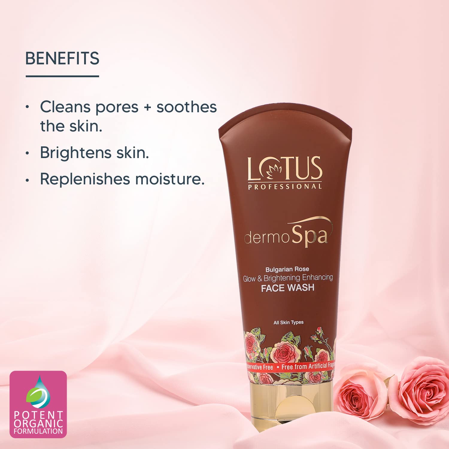 Lotus Professional DermoSpa Bulgarian Rose Glow & Brightening Face Wash - Preservative-Free 80g | Hydrating & Revitalizing Cleanser for Radiant Skin | Perfect for Morning & Night Skincare Routine