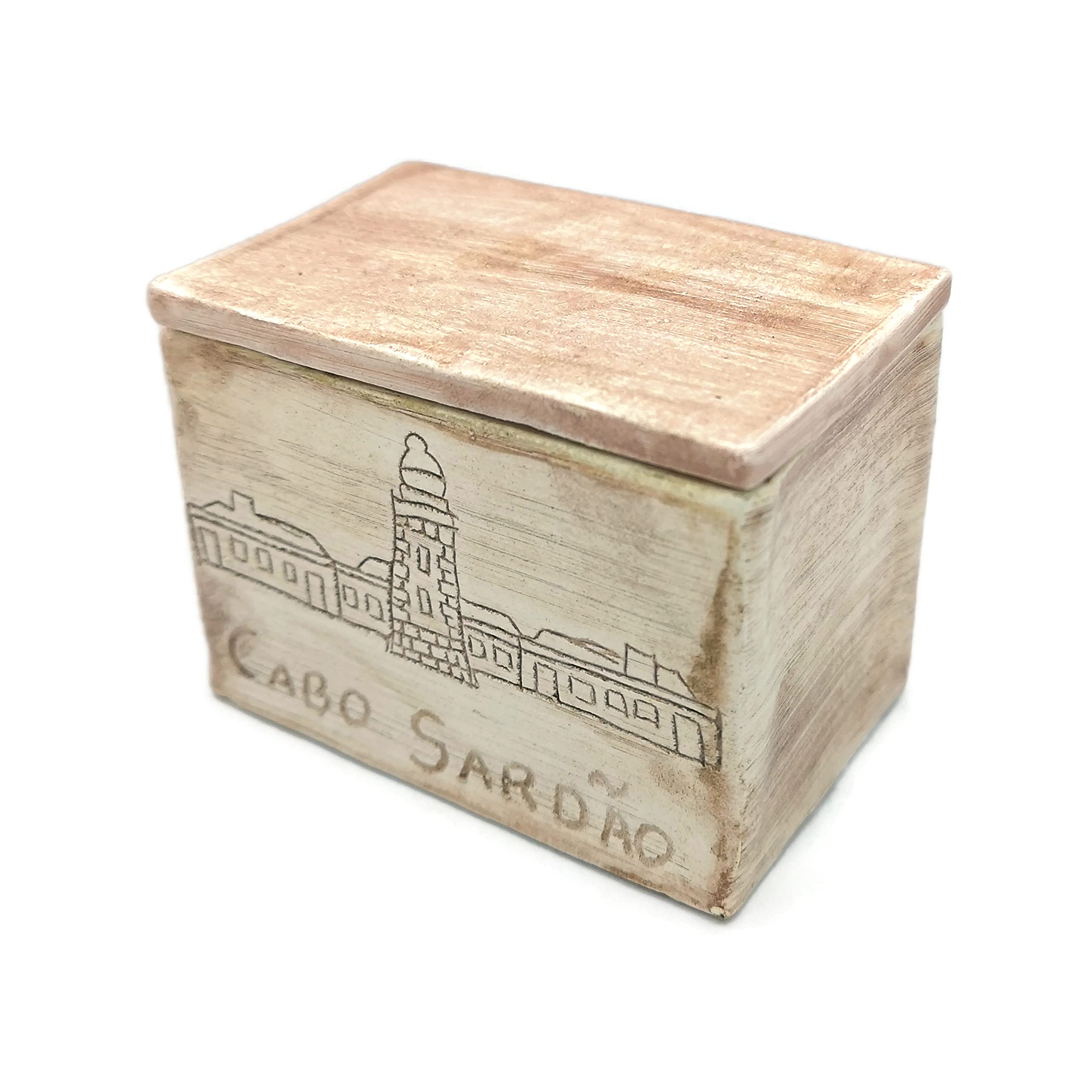 Small Beige Lighthouse Jewelry Box - Vintage Style Jewelry Storage Organizer for Necklaces, Rings & Earrings - Perfect for Beach House Decor, Nautical Themed Bedroom or Gift Giving