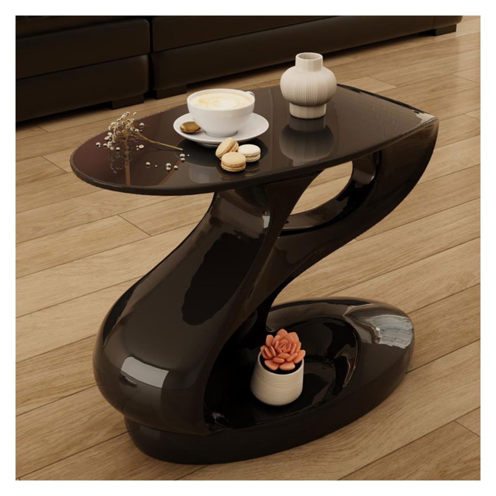 **Heavy Duty 2-Tier Coffee Table - Small End Table, Nightstand, Sofa Table for Living Room & Bedroom - Space-Saving Accent Table for Small Spaces (Black) - Perfect for Coffee, Books, and Decor**