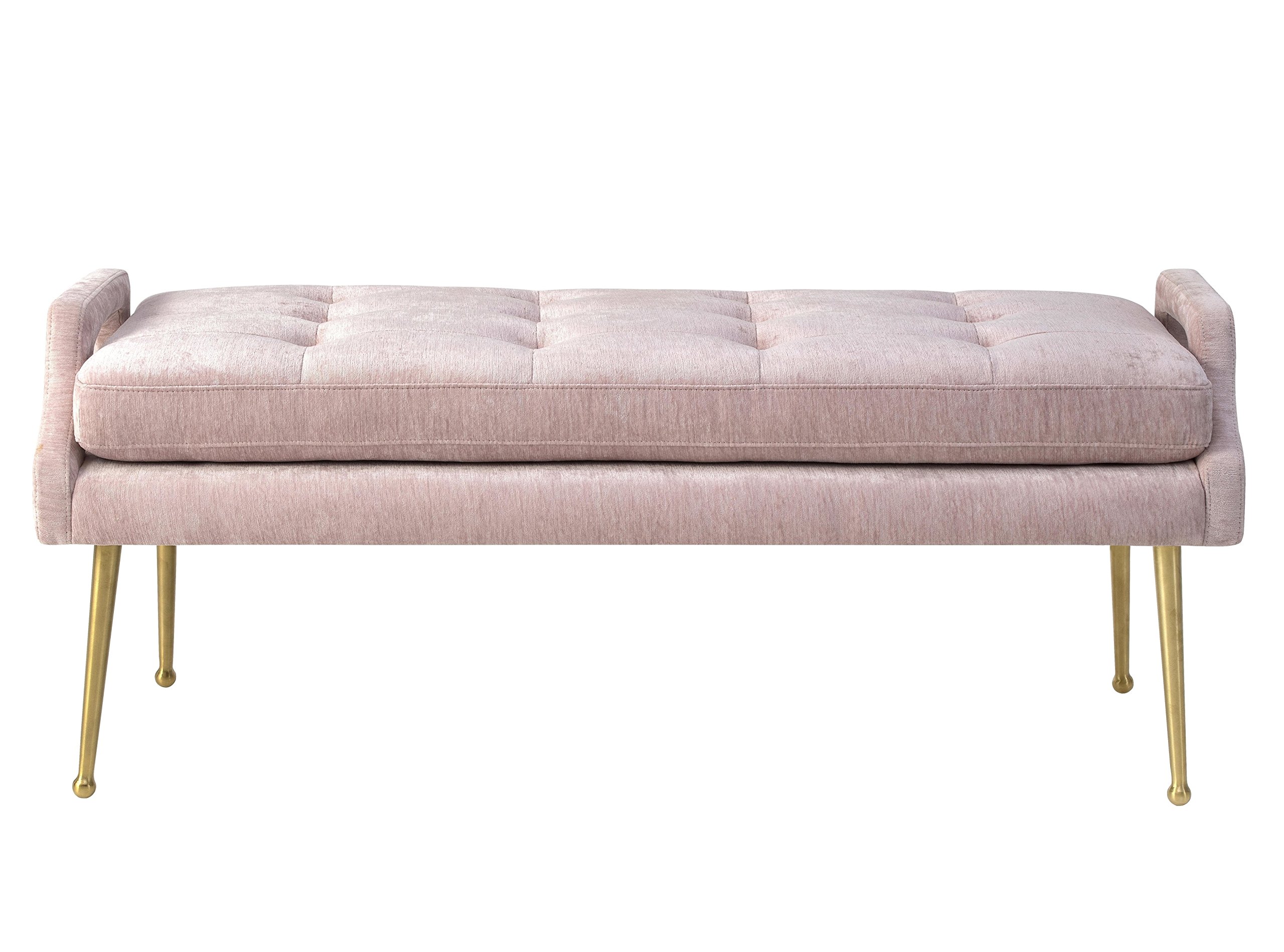 TOV Furniture Eileen Collection Modern Velvet Upholstered Bench with Solid Wood Legs in Blush Pink - Perfect for Bedroom, Living Room & Entryway Seating