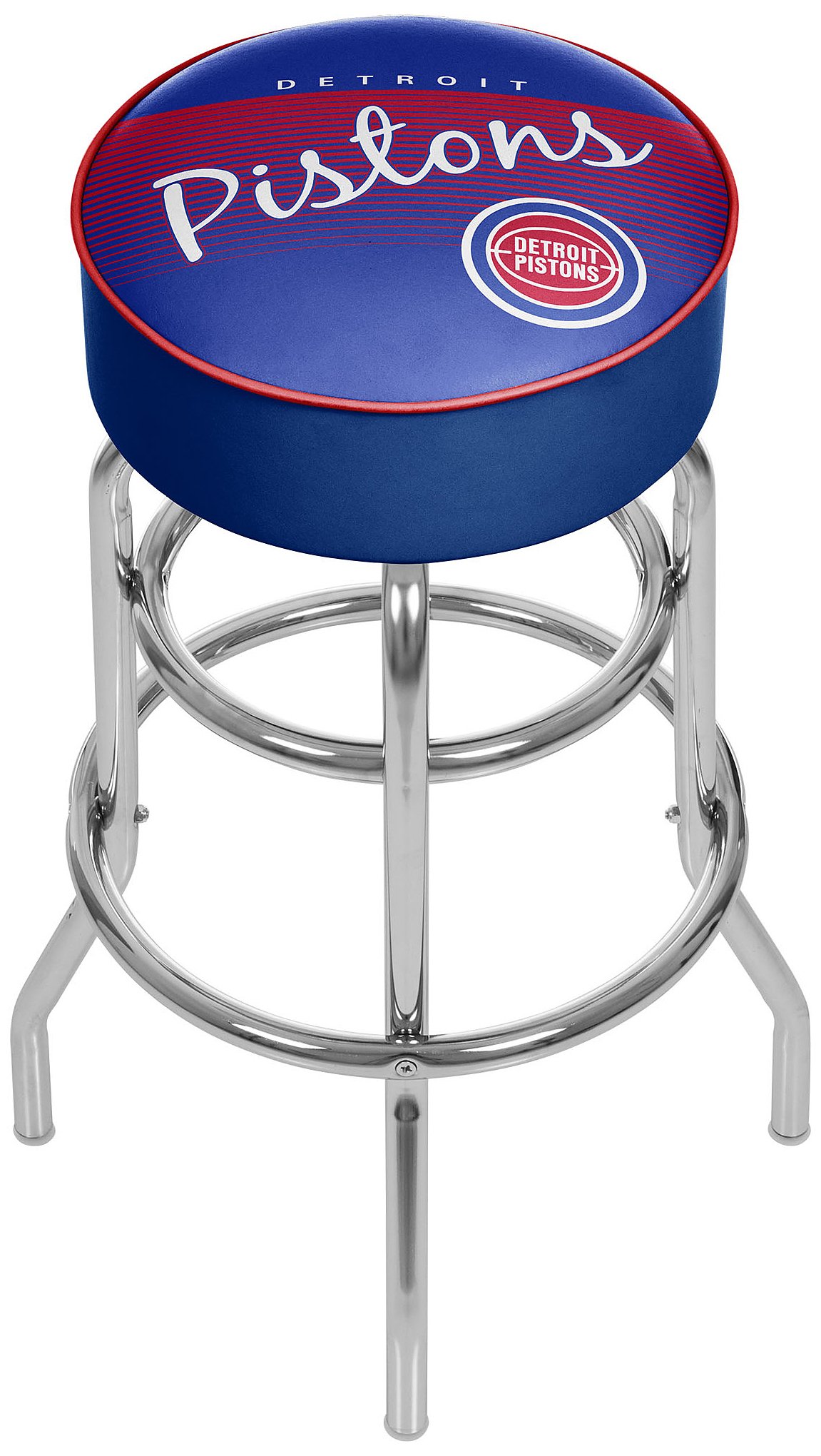 Detroit Pistons NBA Swivel Bar Stool with Padded Seat - Chrome Hardwood Classics Style for Man Cave, Sports Bar & Game Room Decor