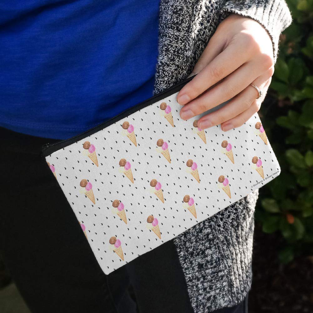 Premium Ice Cream Waffle Cone Cosmetic Bag - Cute Makeup Organizer Pouch for Travel & Daily Use | Perfect for Cosmetics, Brushes & Toiletries