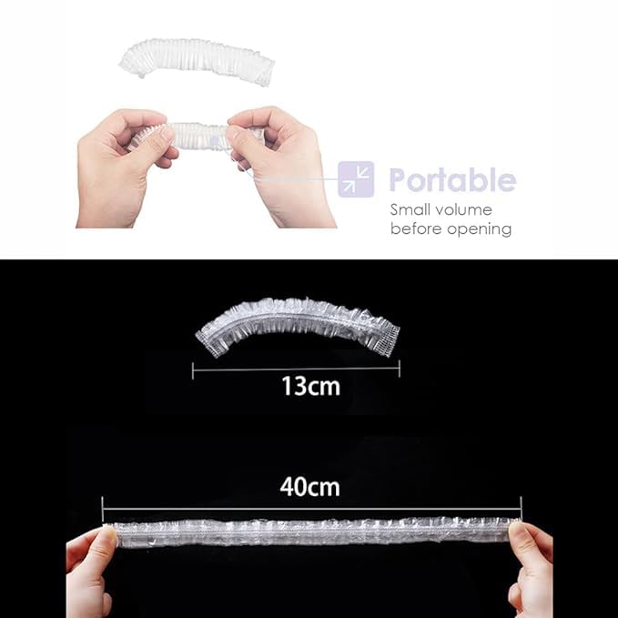Trexee Waterproof Shower Cap - Pack of 100, Free Size Bathing Caps for Women & Men - Ideal for Spa, Home, Hotel & Hair Salon Use - Protects Hair During Shower, Bath & Hair Dye - Perfect for Travel & Daily Hair Care