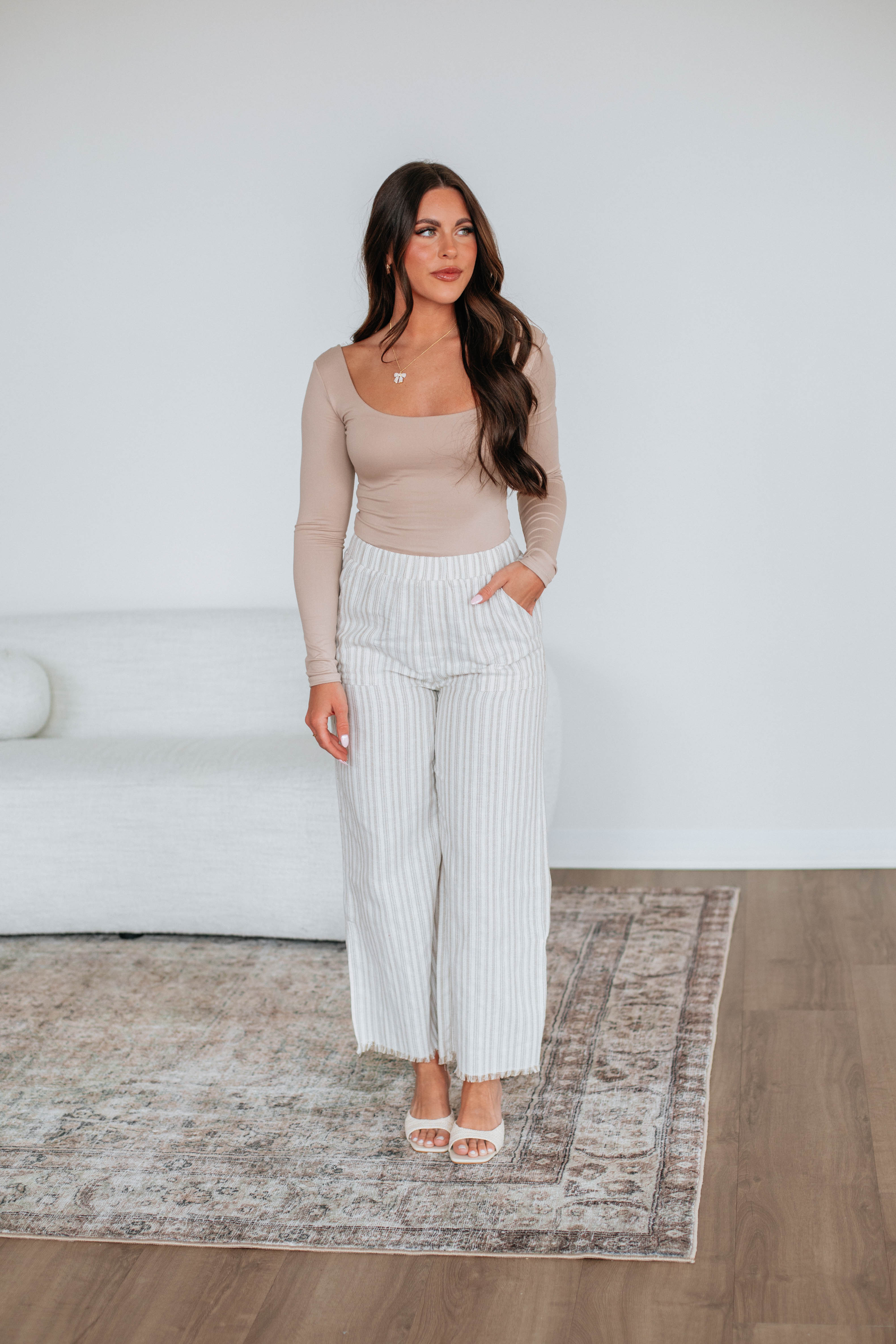 Emmaly Striped Linen Pants for Women - Comfortable Summer Wide Leg Trousers with Elastic Waist | Perfect for Beach, Vacation & Casual Outfits