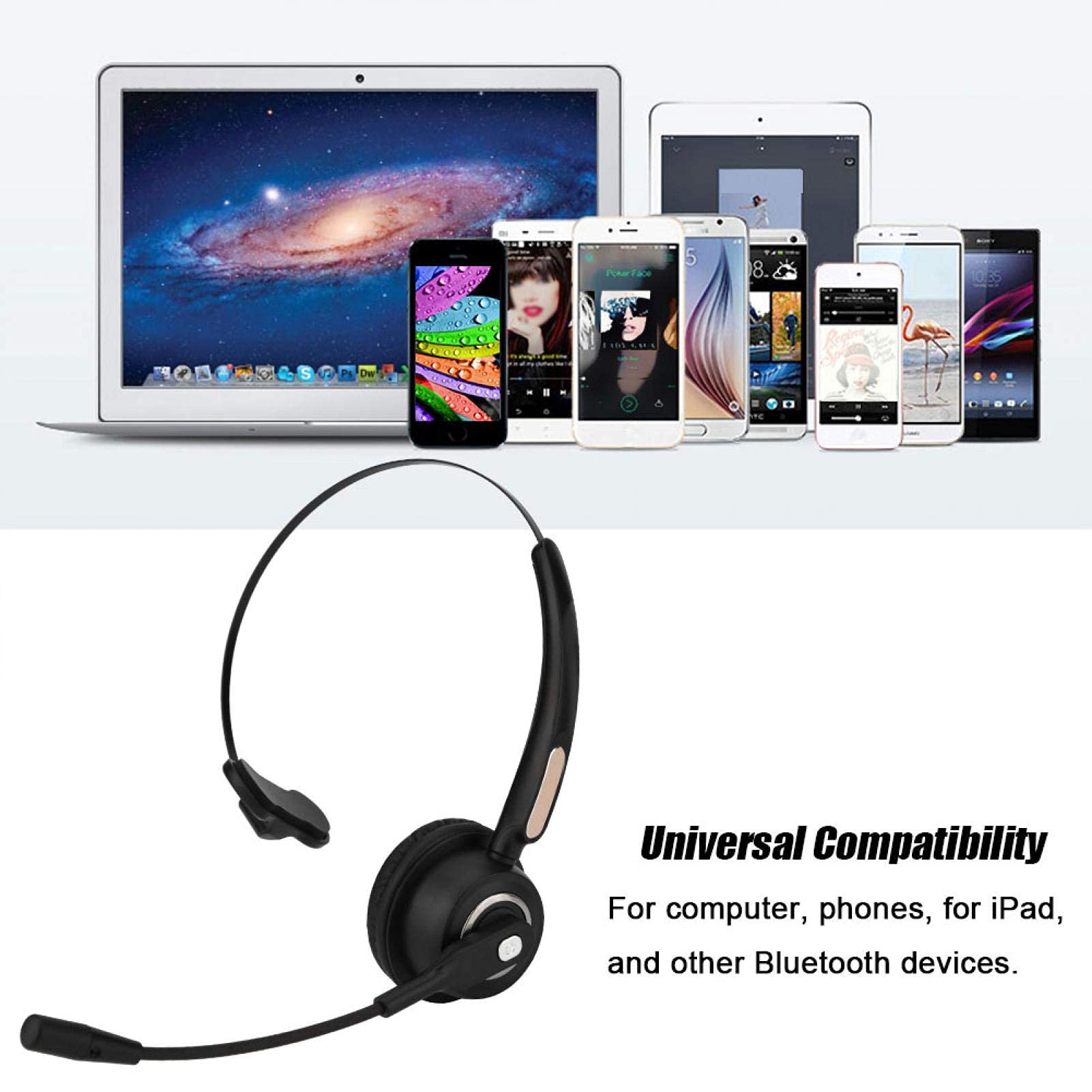 Socobeta Bluetooth Headset with Noise Cancelling - 12 Hours Talk Time Wireless Headphones for Call Center, Office & Remote Work | Comfortable Over-Ear Design for Long Calls