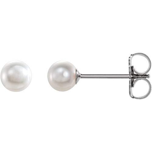 14K White Gold Akoya Cultured Pearl Earrings for Women - Elegant Fine Jewelry Gift for Her - Perfect for Weddings, Anniversaries & Special Occasions