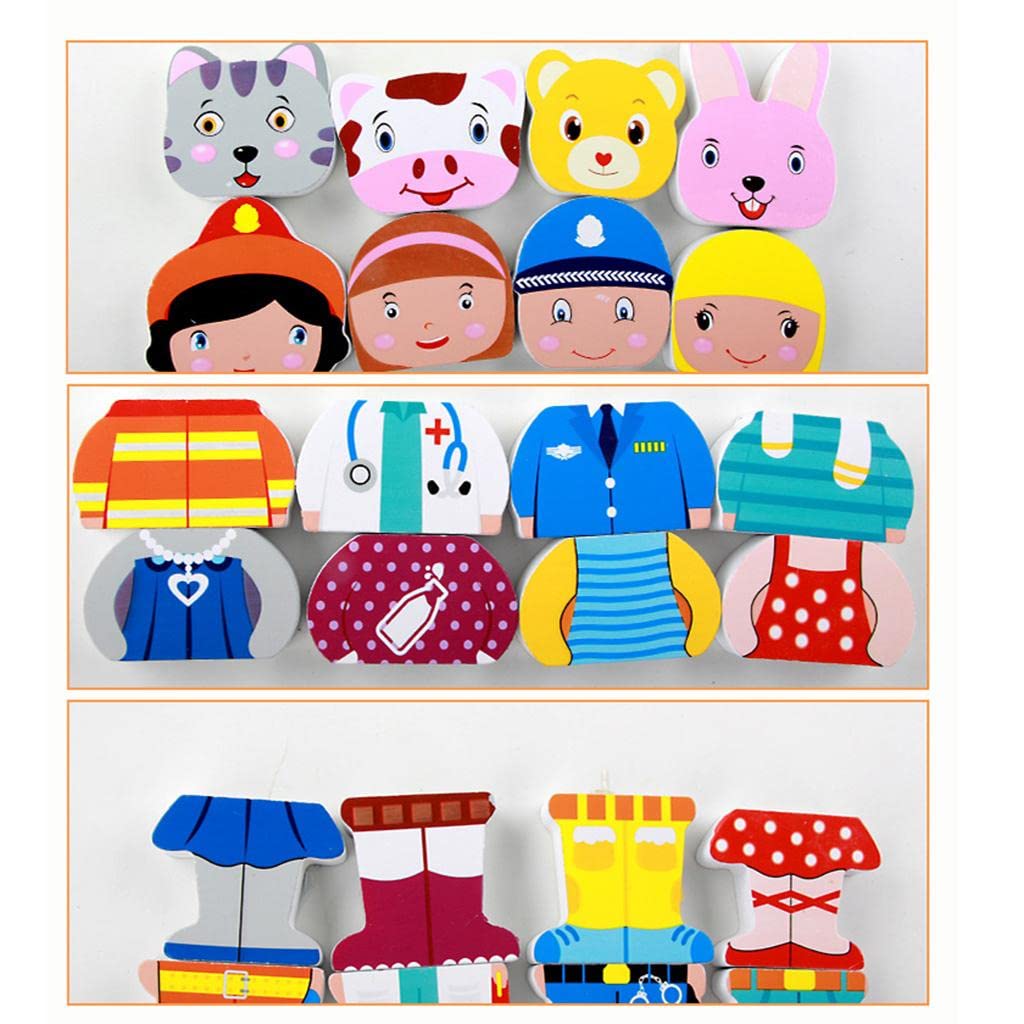 Enakshi Wooden Magnetic Cartoon Animals Matching Game - Educational Kids Toy for Preschool Learning & Pretend Play | Montessori Toy for Toddlers | Perfect for Birthday Gifts & Classroom Activities