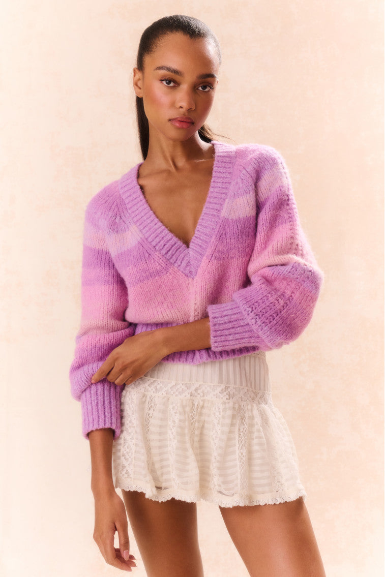 Barbarelle Alpaca Striped Pullover Sweater - Soft & Warm Women's Knitwear for Winter - Cozy Casual Wear for Outdoors & Travel