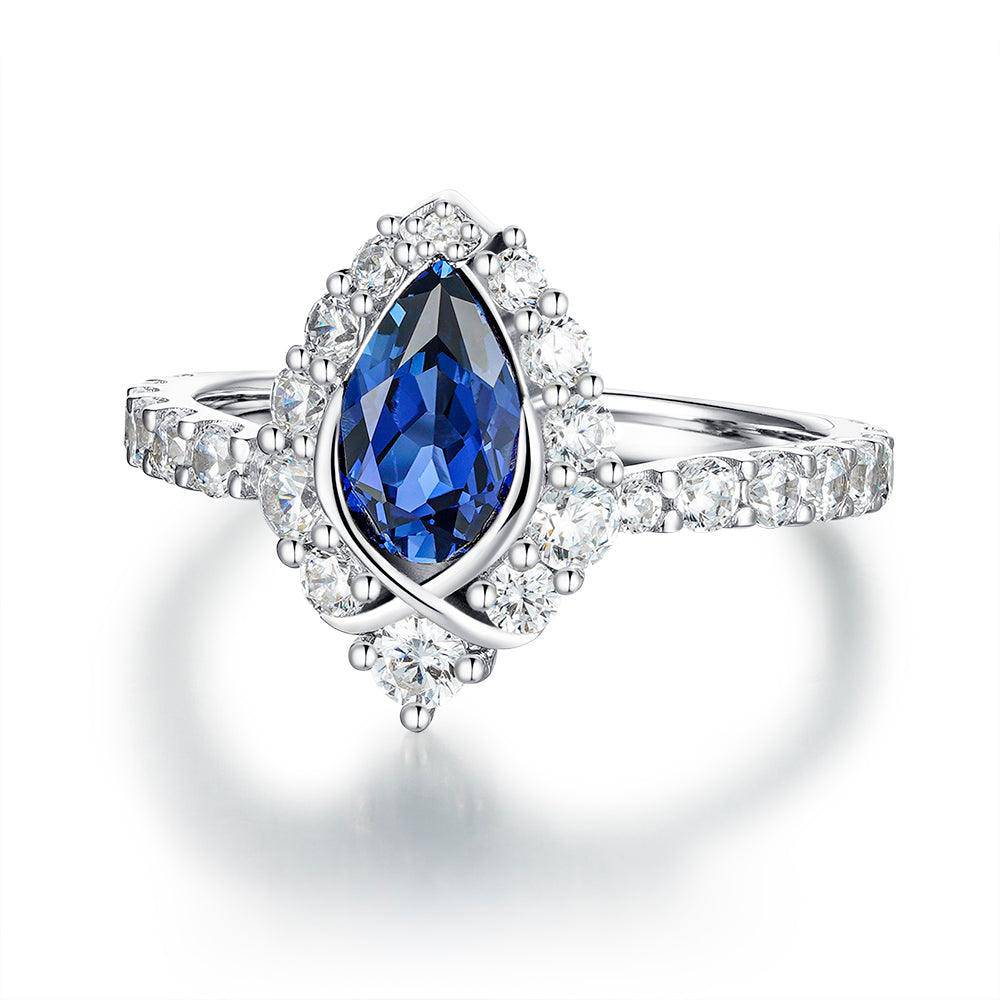 Exquisite Pear Shaped Blue Sapphire Ring - 14K Gold Engagement Jewelry for Women - Perfect for Weddings, Anniversaries & Special Occasions