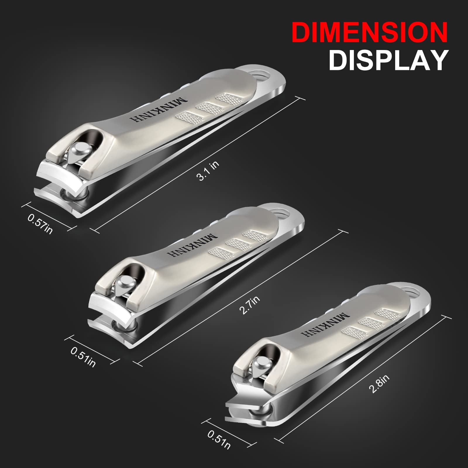 Premium Stainless Steel Nail Clippers Set - 3 Pack Sharp Fingernail & Toenail Clippers for Thick & Ingrown Nails - Durable Manicure Pedicure Kit for Women & Men - Perfect for Home, Travel & Salon Use