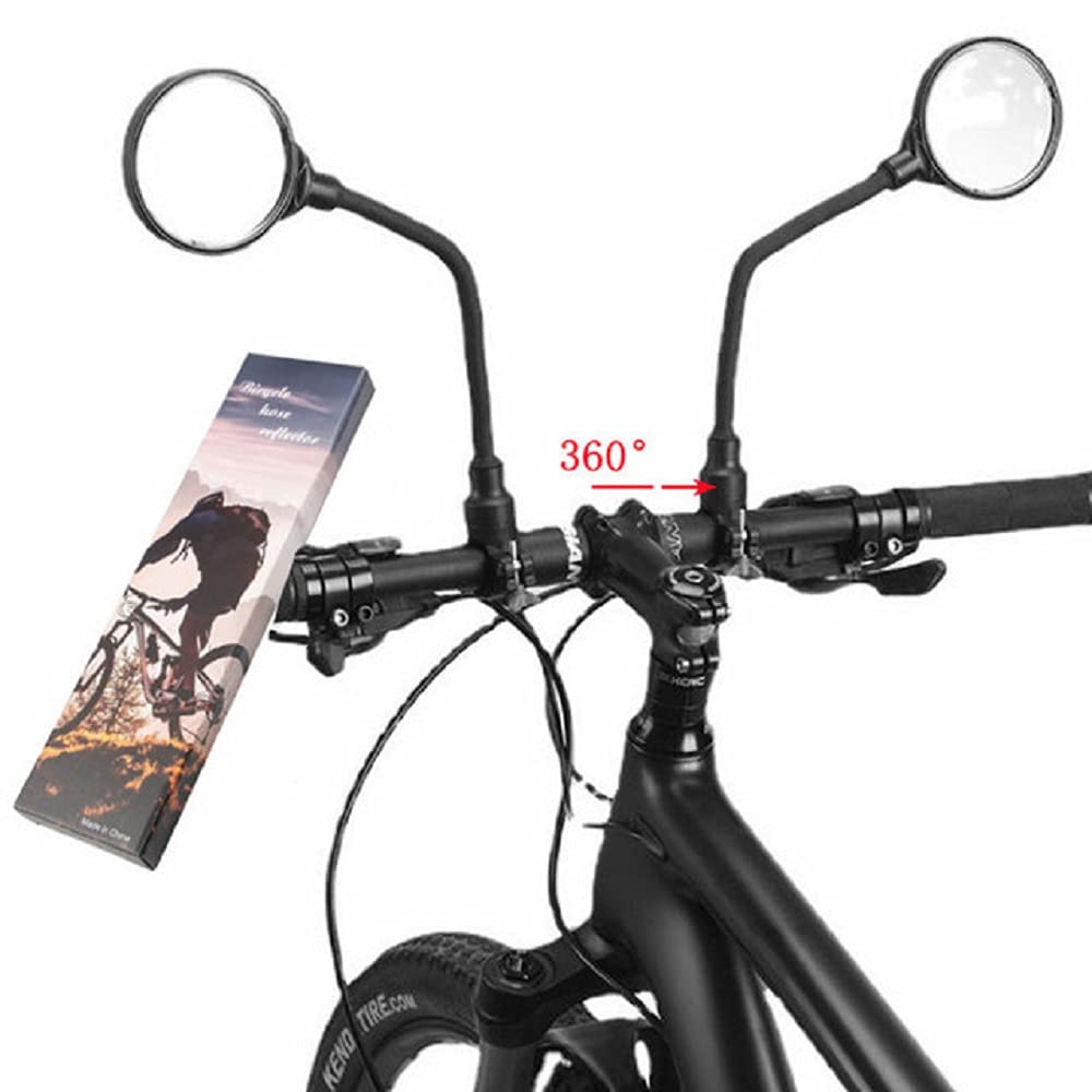 2-Pack Adjustable Bike Mirrors for Mountain, Road & Electric Bicycles - Handlebar Rearview Safety Mirrors for Cycling & Motorcycle Use - Perfect for Commuting, Off-Road & Urban Riding