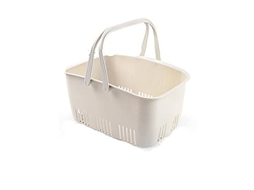 Mavoorick Portable Shower Caddy Basket - Plastic Shower Organizer Tote with Handles for College Dorm - Cream | Perfect for Bathroom Storage, Camping & Travel Essentials