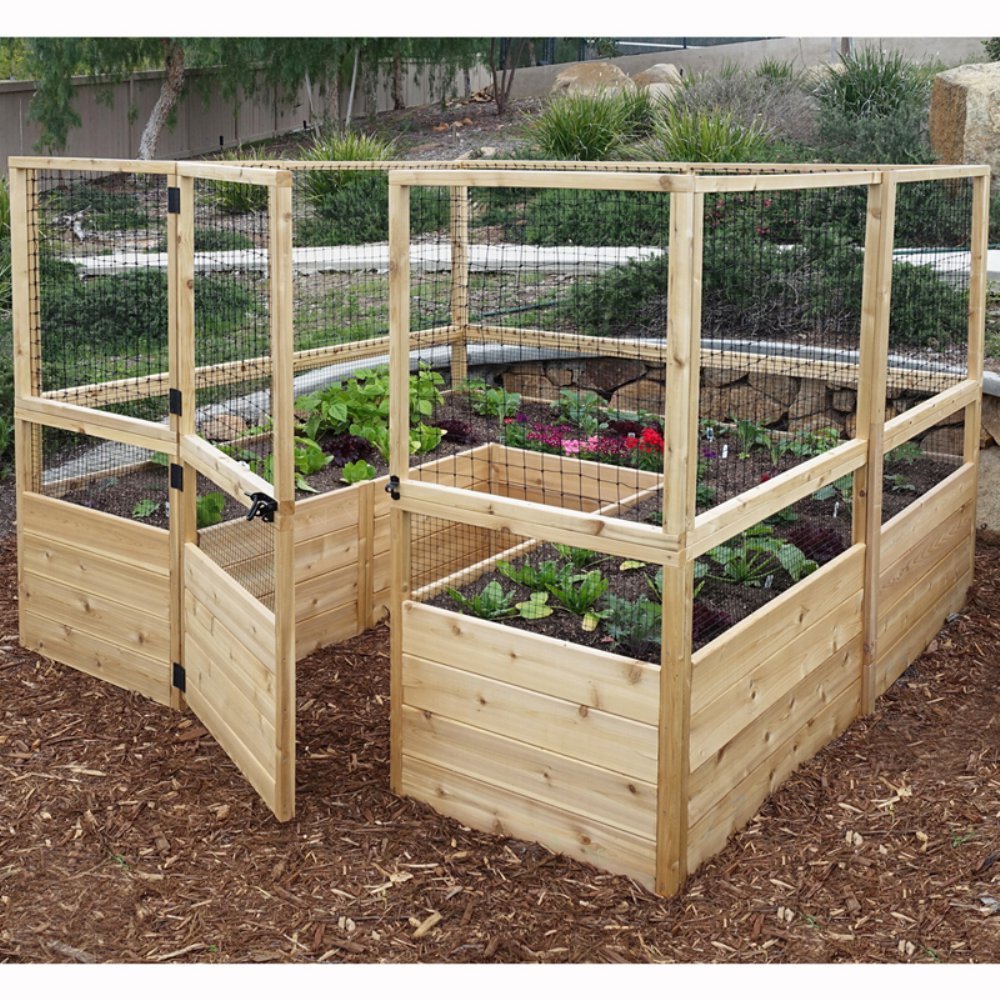 Raised Square Garden Bed Kit with Deer Fence - Durable Outdoor Planter Box for Vegetables, Flowers & Herbs - Perfect for Backyard, Patio & Small Space Gardening