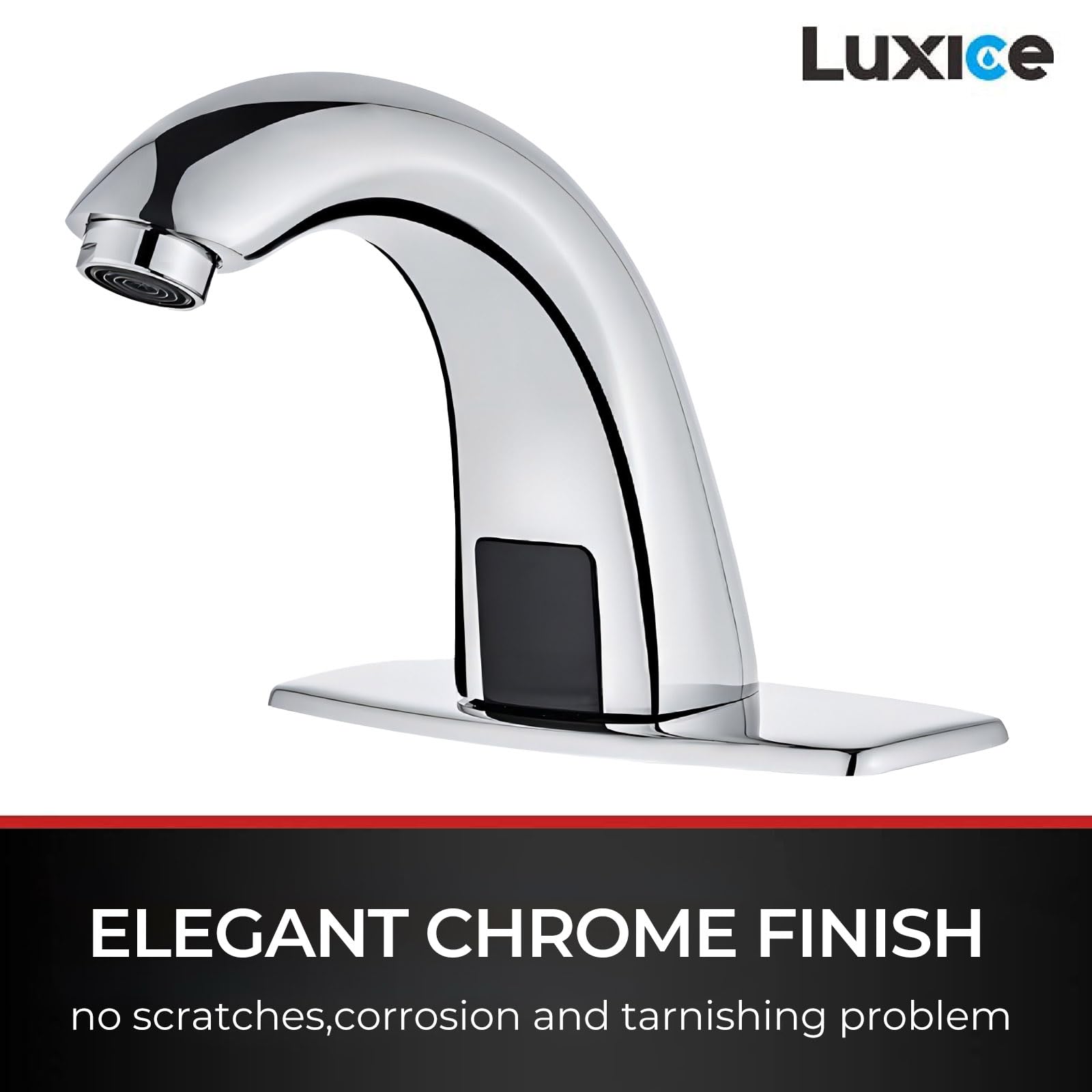 Automatic Touchless Bathroom Sink Faucet with Motion Sensor - Battery Operated Commercial Lavatory Faucet in Chrome Finish - Ideal for Public Restrooms, Kitchens, and High-Traffic Areas