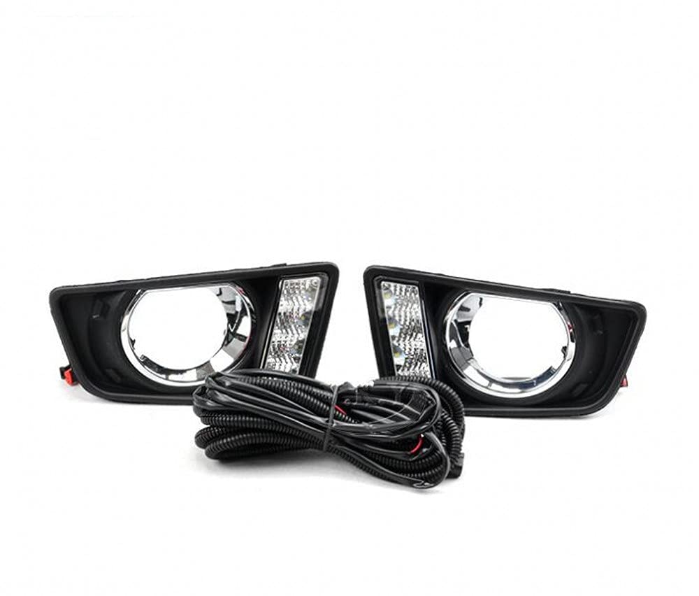 2PCS White LED Daytime Running Lights (DRL) Replacement for Toyota Hilux REVO 2015-2016 - Bright Durable Car Accessories for Enhanced Visibility & Safety During Daytime Driving
