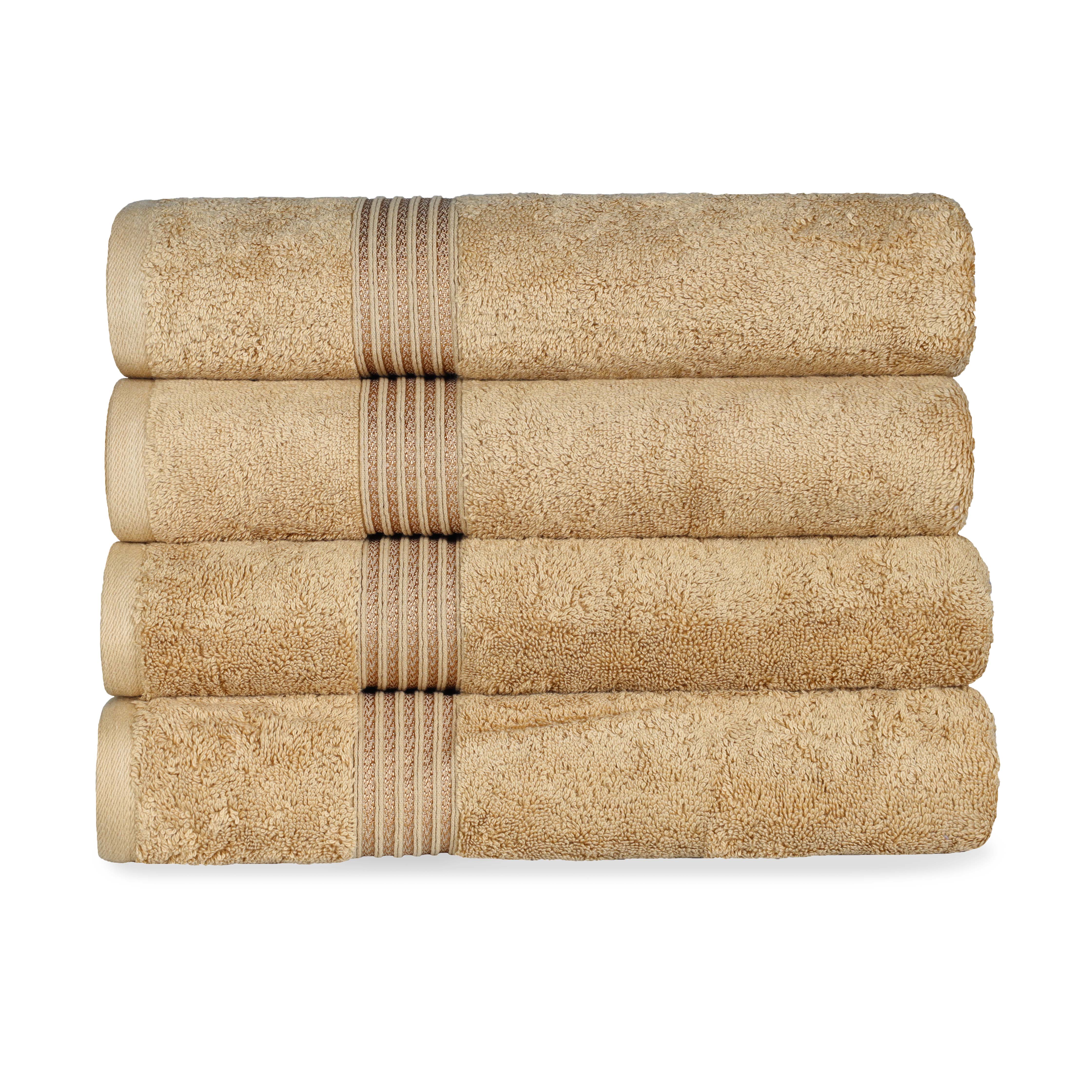 Premium Egyptian Cotton Bath Towel Set of 4 - Ultra Soft & Highly Absorbent Luxury Towels for Spa, Bathroom & Beach Use