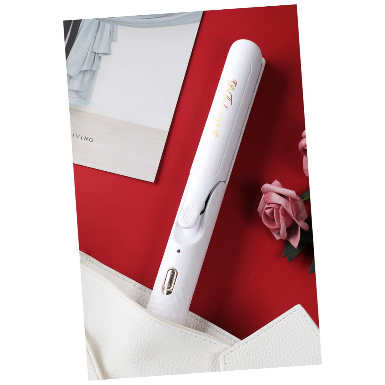 FRCOLOR 1pc Portable Steam Hair Rollers Set - Hair Curler & Straightener for Home & Travel - Perfect for Curling, Straightening & Creating Air Bangs (White) - Salon-Quality Styling for Women & Girls