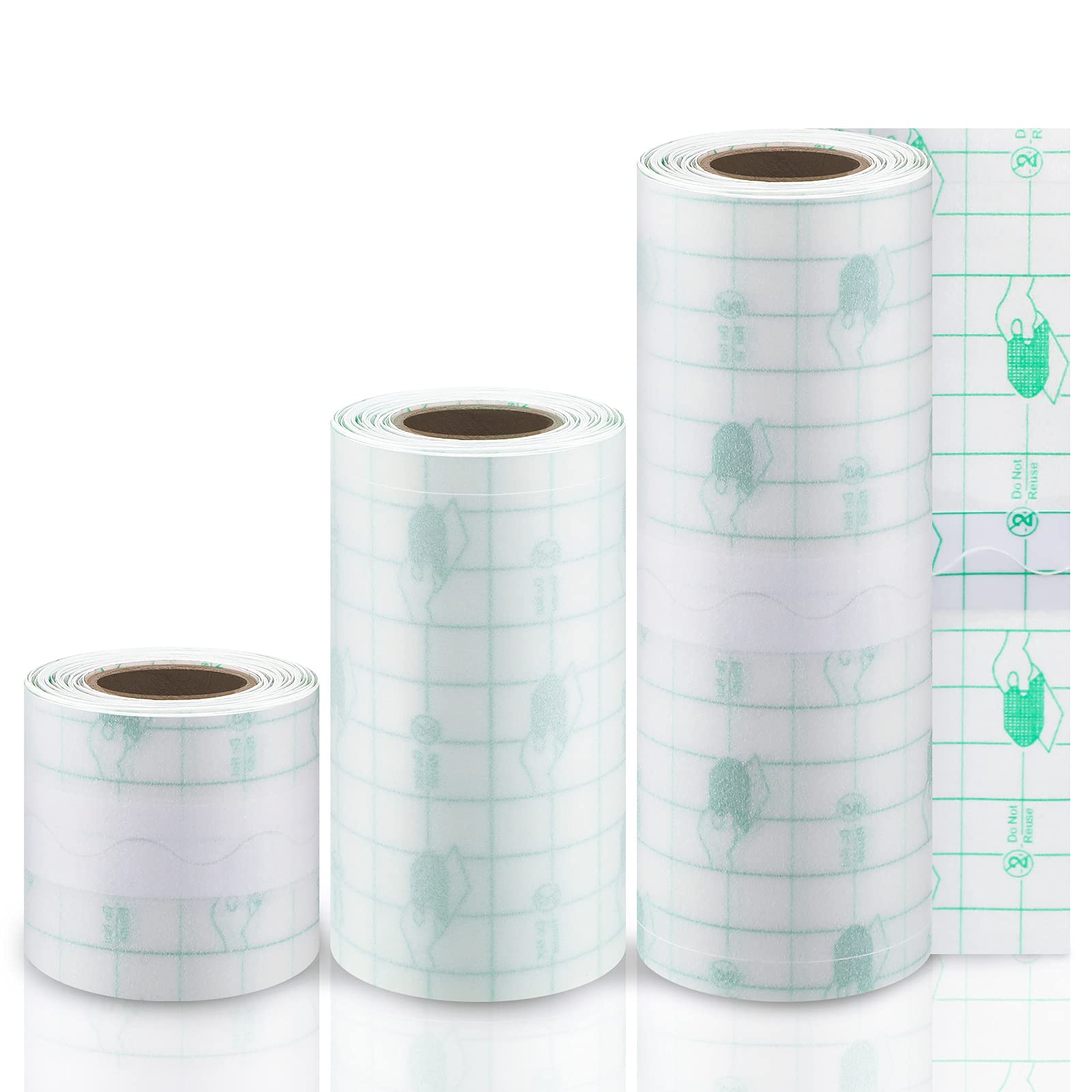 3 Rolls Transparent Waterproof Stretch Adhesive Bandage - Clear First Aid Film for Wound Care, Shower Protection & Post-Surgery Dressing (3 Sizes Included) | Ideal for Daily Use, Sports Injuries & Medical Recovery