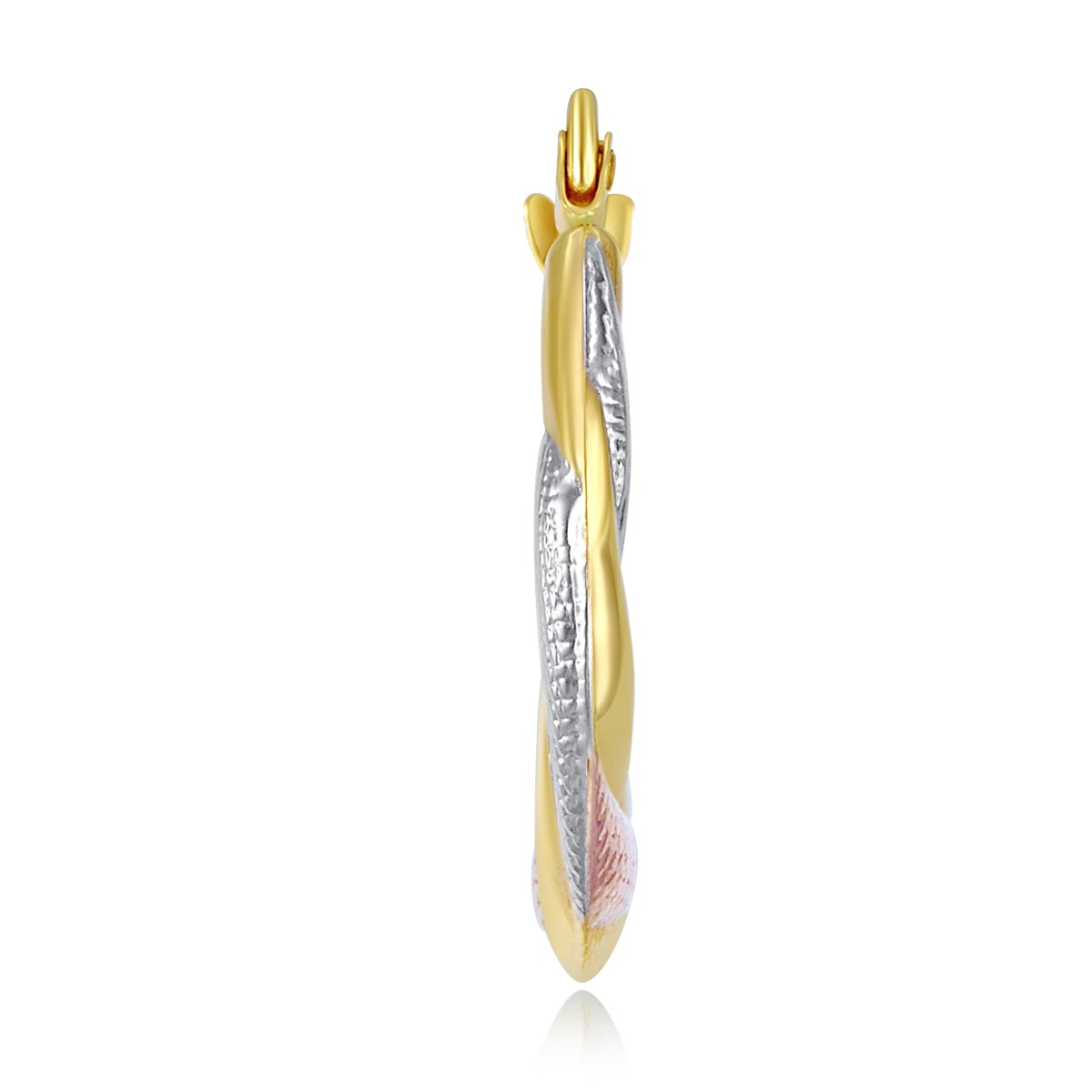 14K Tri-Color Gold Twist Hoop Earrings for Women - 20mm Fancy Dangle Earrings - Elegant Jewelry Gift for Birthday, Anniversary & Special Occasions
