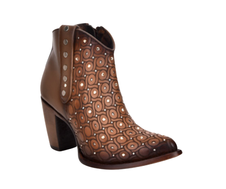 Women's Cuadra CU481 LD Maple Laser & Crystal Studded Round Toe Boots - Perfect for Casual Outings, Nightlife & Fashion Events
