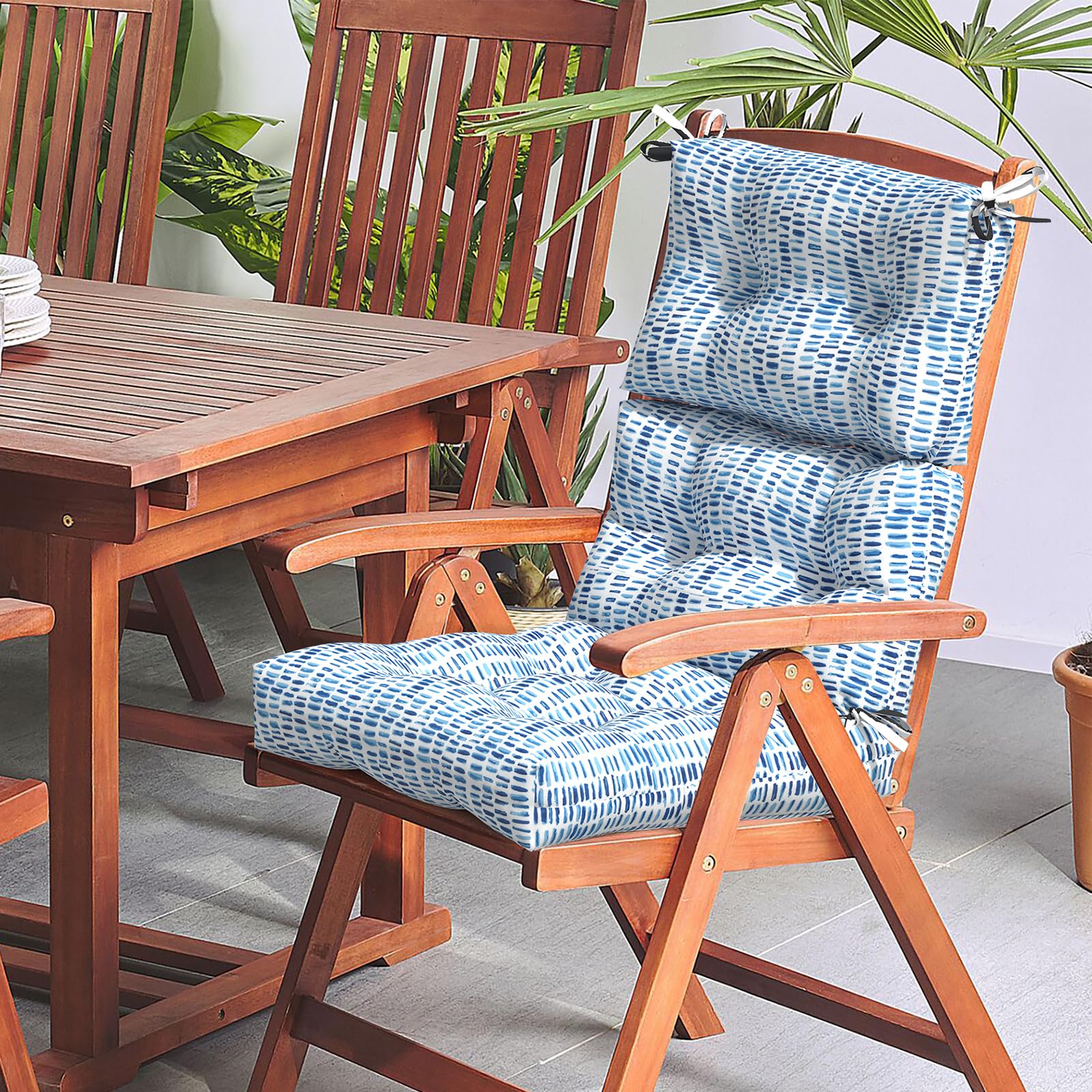 **LVTXIII Outdoor High Back Chair Cushions - Waterproof Adirondack Chair Cushion Set of 2 with Ties, 22” W x 20” D, Pebble Blue - Perfect for Patio, Garden, Deck & Poolside Relaxation**