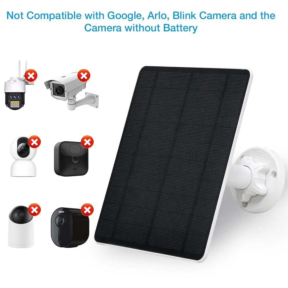 5W USB Solar Panel for Security Cameras - IP65 Waterproof, 9.8ft Cable, Adjustable Mount - Compatible with Micro USB, USB-C & DC (2 Pack) - Perfect for Outdoor Surveillance, Home Security & Wireless Camera Charging