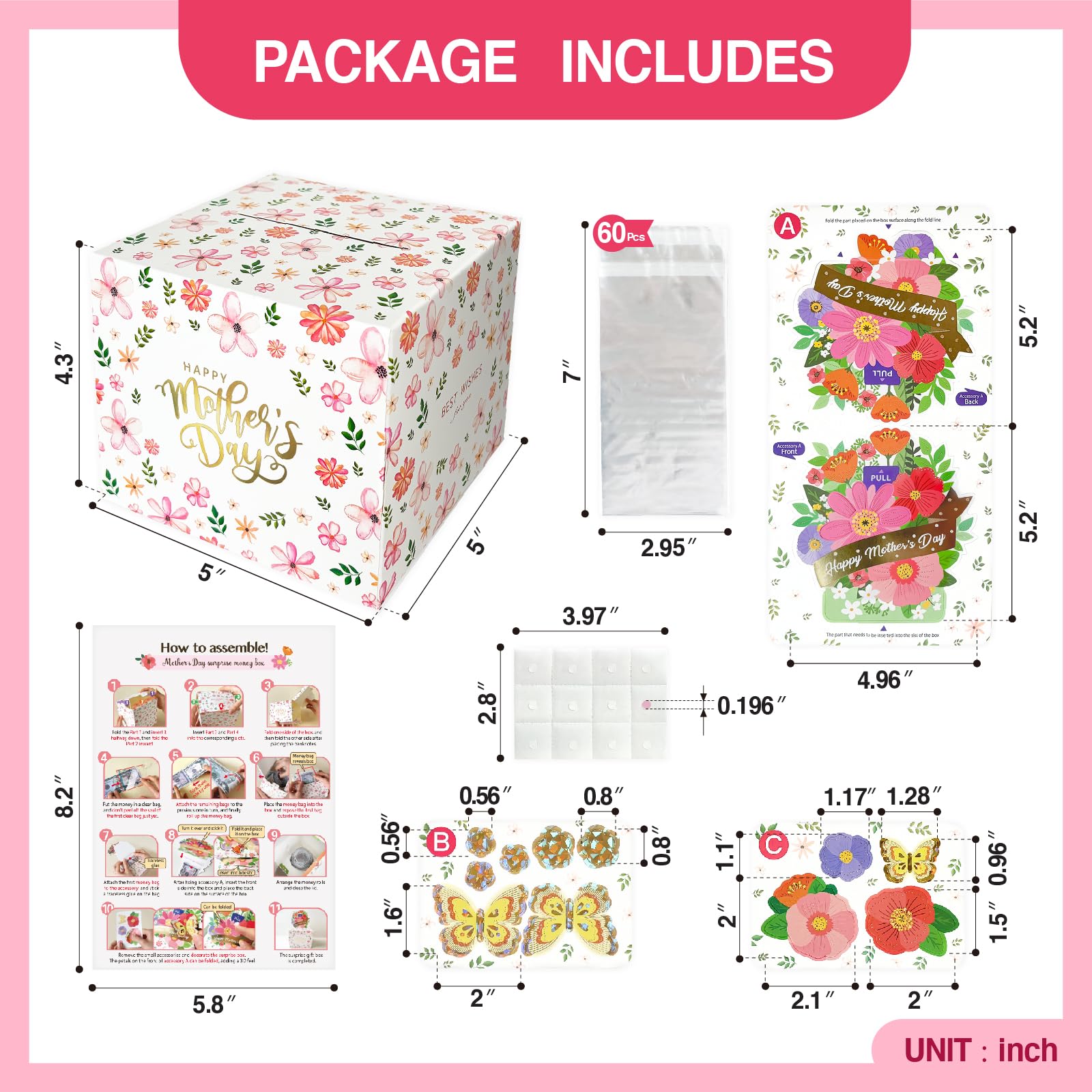 Best DIY Money Explosion Box Gift for Mom - Unique Cash Holder with Pull-Out Card & Gift Bags | Perfect Mother's Day Surprise Present for Wife, Grandma & Special Women | Birthday, Anniversary & Thank You Gift Idea