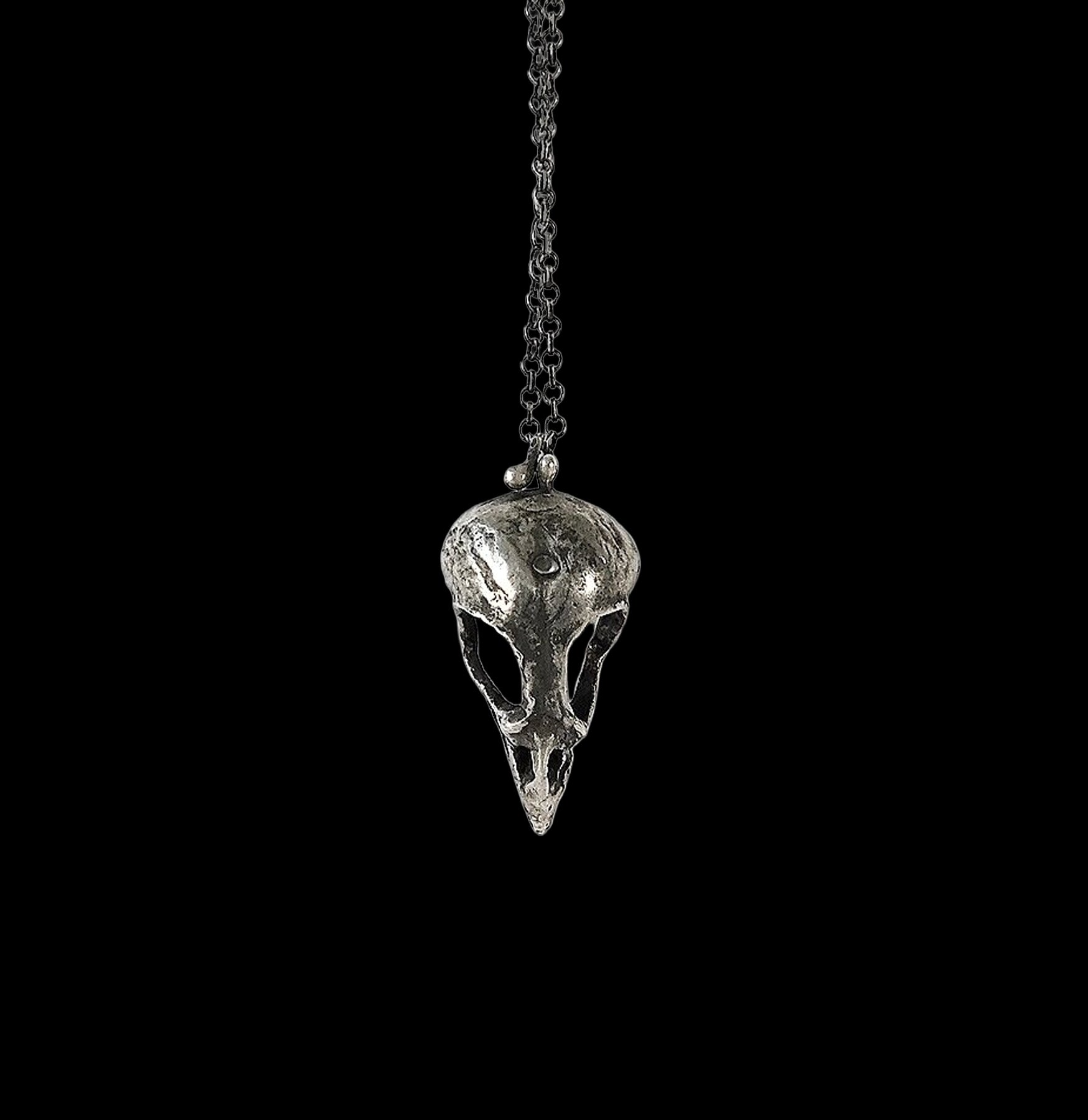 Small Bird Skull Pendant Necklace - Gothic Jewelry for Women - Handmade Bone Charm for Boho Style, Halloween Costume & Witchy Aesthetic