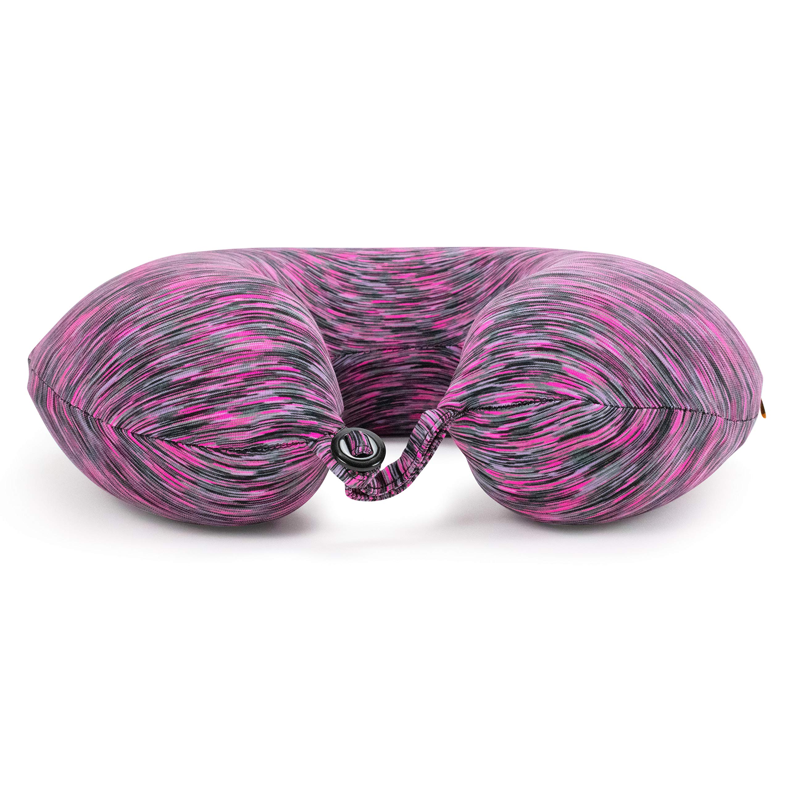 Space Dye Memory Foam Travel Pillow - Neck Support Pillow for Airplane, Car & Office (Pink and Black) - Perfect for Long Flights, Road Trips & Work Comfort