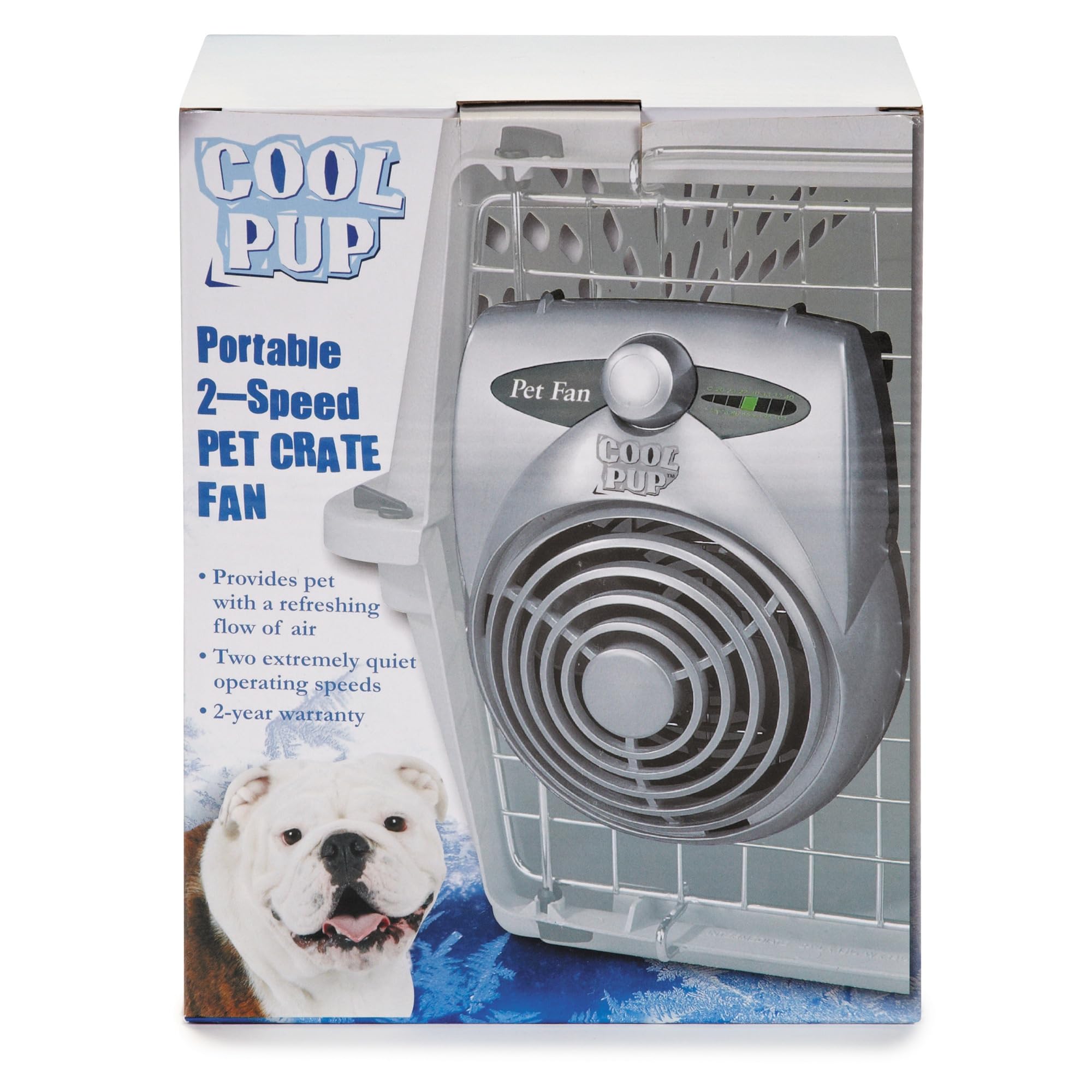 Cool Pup Crate Fan - 8x6.25x2.5 Inch Portable Dog Crate Cooling Fan with Built-in Thermometer & Quiet Battery Operation - Silver | Perfect for Kennels, Travel Crates & Hot Weather Pet Comfort