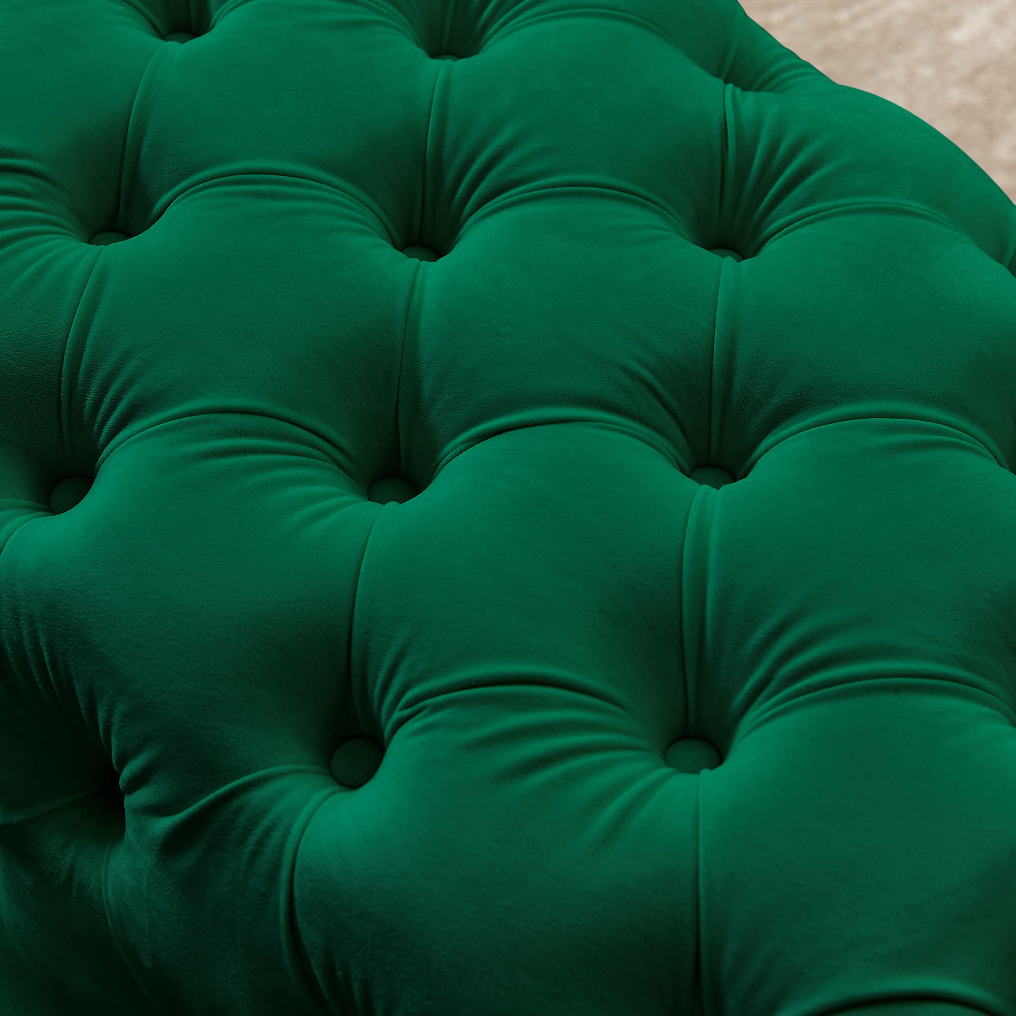 Velvet Upholstered Ottoman Bench with Button-Tufted Design - Green Footrest Stool for Living Room, Bedroom & Entryway | Perfect for Home Decor, Extra Seating & Relaxation