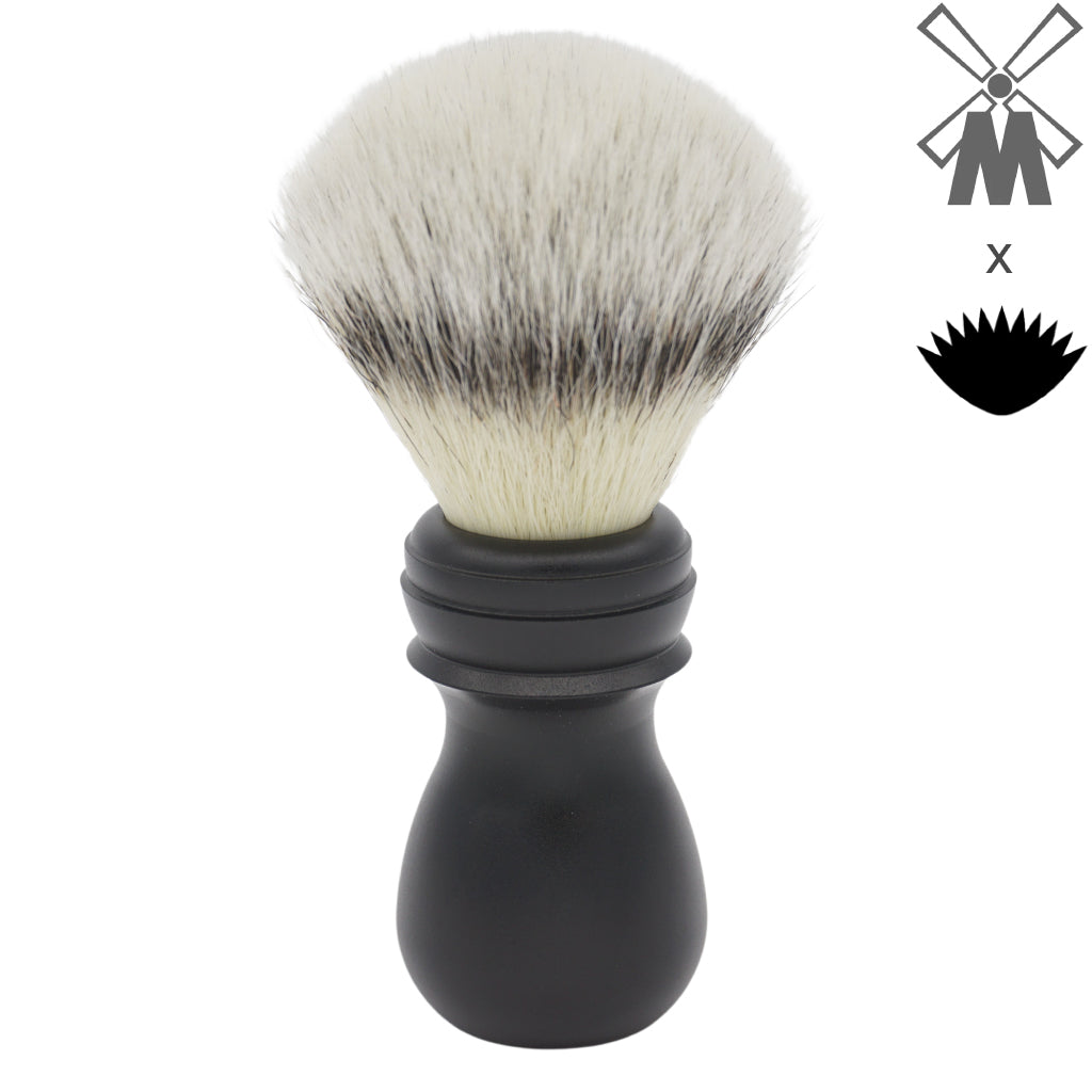 25mm Mühle STF XLarge Shaving Brush with AP Shave Co. Alumihandle - Black Matte Finish for Layered Comfort | Premium Wet Shaving & Grooming Essential for Men