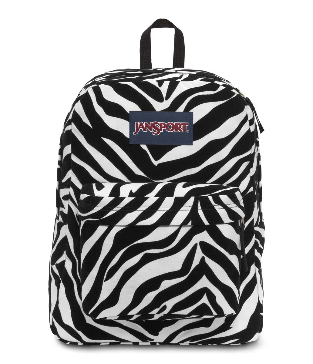JANSPORT High Stakes Backpack - Black Miss Zebra Flock Design | Durable School & College Backpack for Students | Perfect for Travel, Hiking & Everyday Use