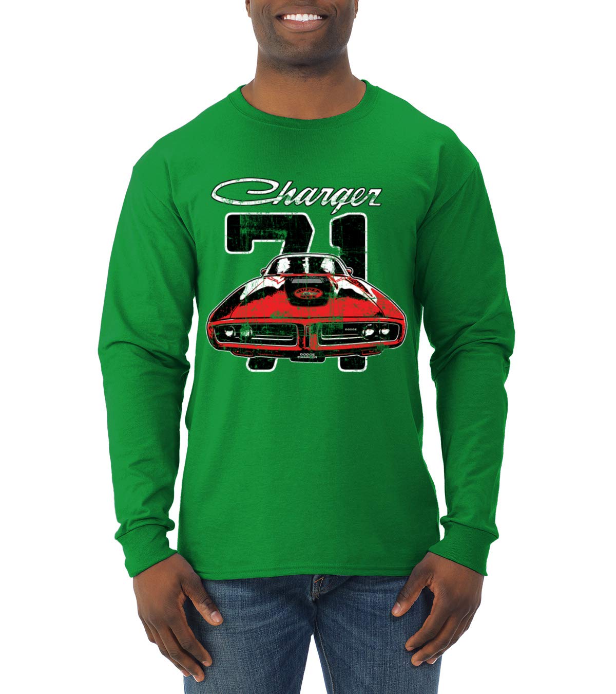 Vintage 1971 Dodge Charger Super Bee Classic Muscle Car Racing T-Shirt for Men - Long Sleeve Retro Automotive Tee for Car Enthusiasts & Racing Fans (Casual Wear, Car Shows, Gifts)