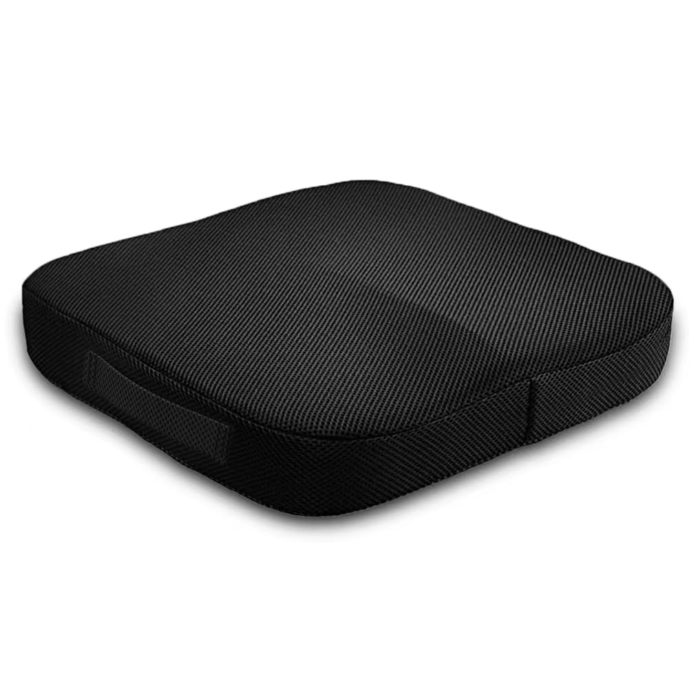 Premium Memory Foam Seat Cushion for Office Chairs - Ergonomic Coccyx Support with Non-Slip Bottom & Washable Cover - Portable Comfort for Home Office, Car, Wheelchair (Black) - Perfect for Long Sitting & Back Pain Relief
