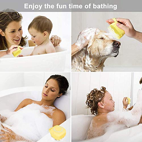 PRT GOLD Silicone Massage Bath Brush with Shampoo Dispenser - Exfoliating Body Scrubber & Scalp Massager for Men, Women & Kids - Perfect for Shower, Bath & Spa Relaxation at Home