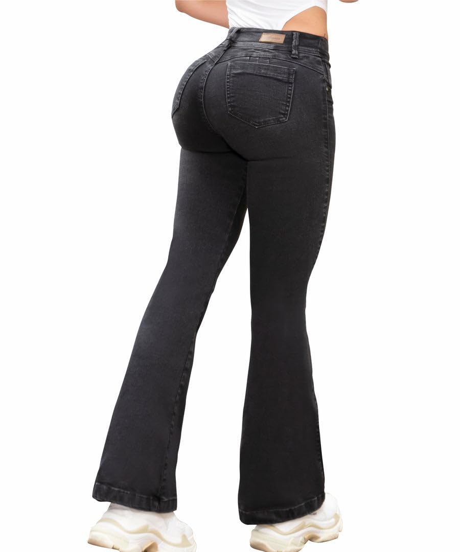 Colombian Butt Lifting Jeans for Women - Boot Cut Denim Pants with Sculpting Fit | Blue Jeans for Curvy Figures | Perfect for Night Out, Date Night & Body Confidence