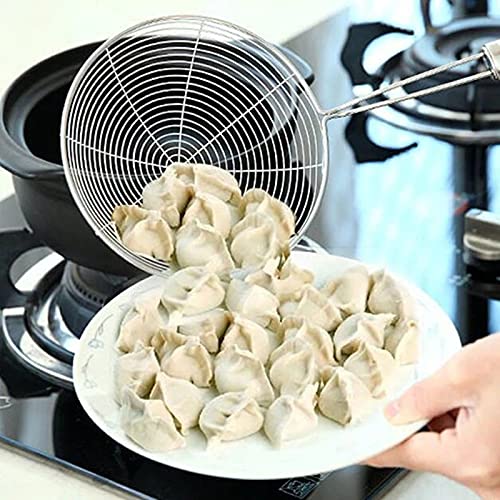 Premium Stainless Steel Oval Skimmer - Oil Pot, Food Filter & Kitchen Strainer for Frying, Cooking & Baking | Heavy Duty Colander for Professional & Home Use