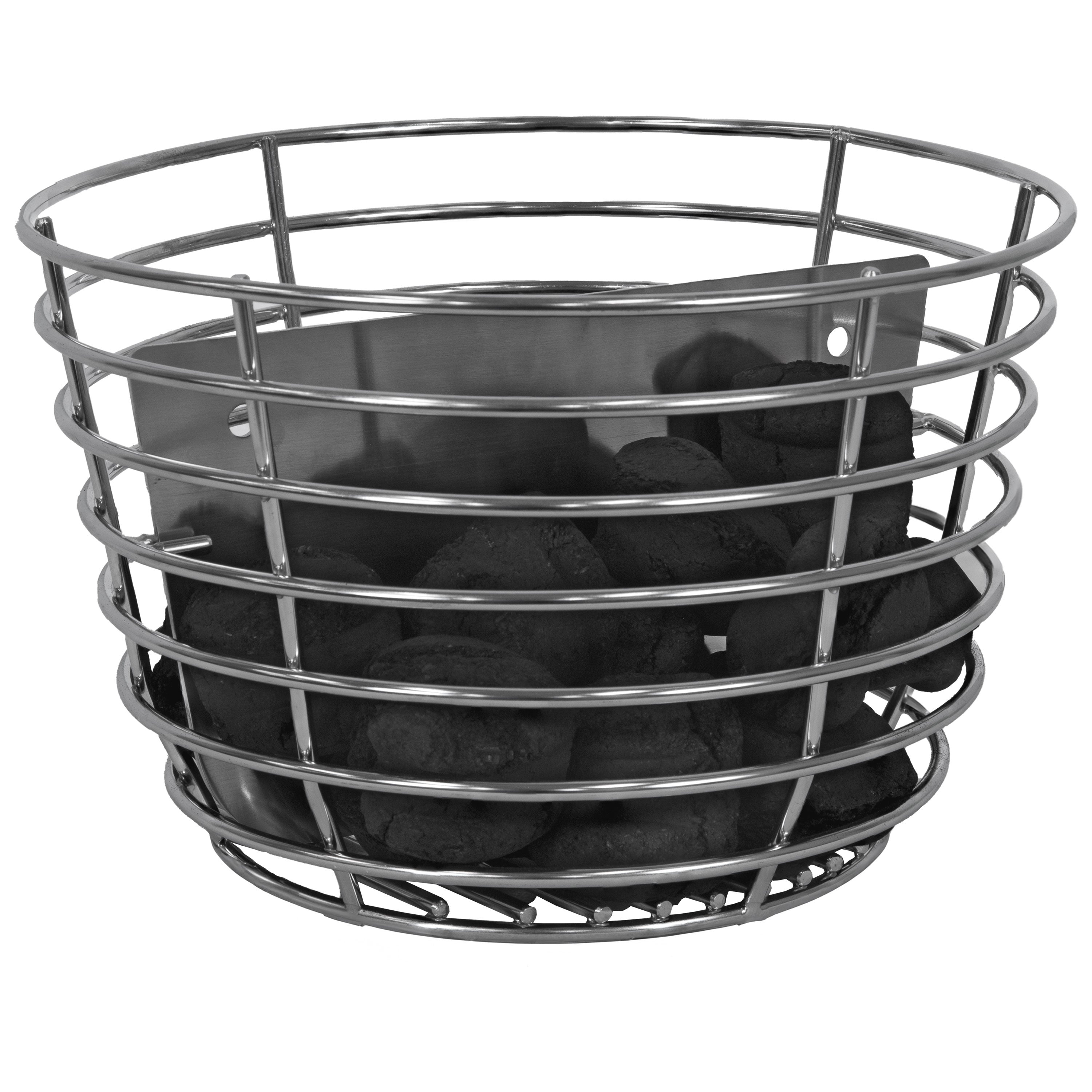 Sunnydaze Kamado Grill Basket with Divider - Heavy Duty Charcoal Grill Accessory for Kamado Joe, Big Green Egg - Perfect for Smoking, Grilling & BBQ Outdoor Cooking