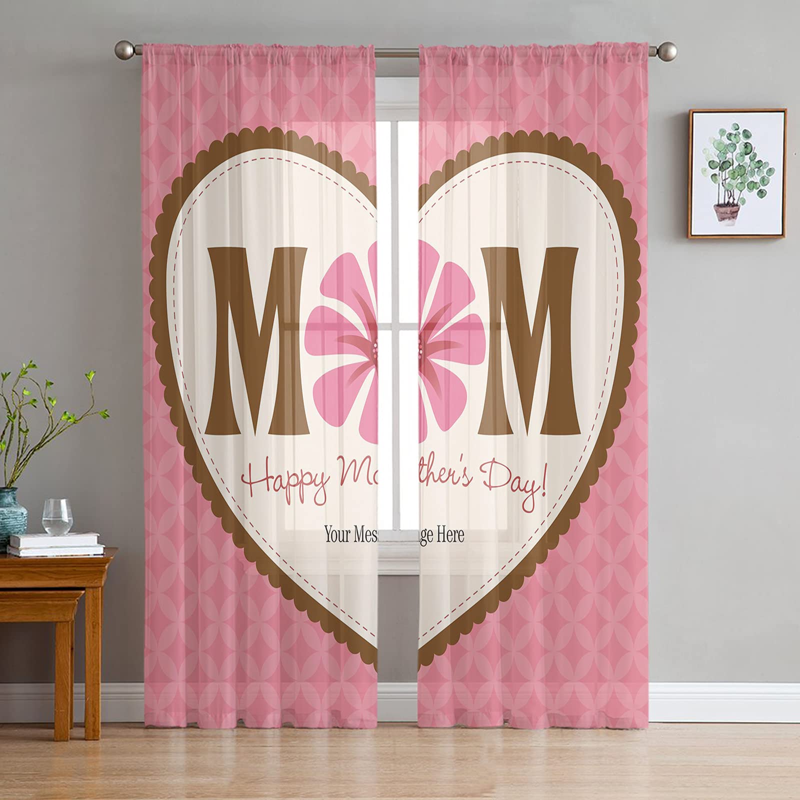 84 Inch Voile Sheer Curtain Panels with Rod Pocket - Semi-Sheer Tulle Drape Chiffon Fabric for Bedroom & Living Room - Perfect for Mother's Day Decor & Heart-Shaped Accents - Elegant Window Treatment for Home Decor