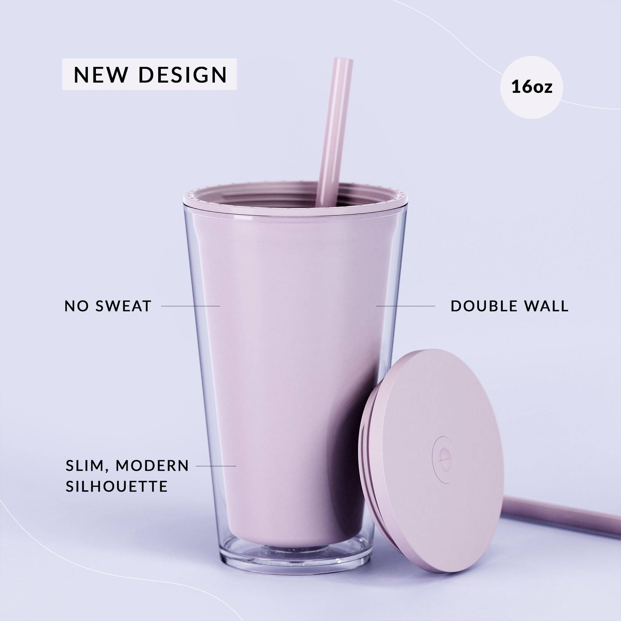 Maars Classic 16oz Acrylic Tumbler with Lid and Straw - Premium Insulated Reusable Plastic Cup for Iced Coffee, Double Wall Design, BPA Free (Sea Forest, 2 Pack) - Perfect for Office, Travel, and Outdoor Activities