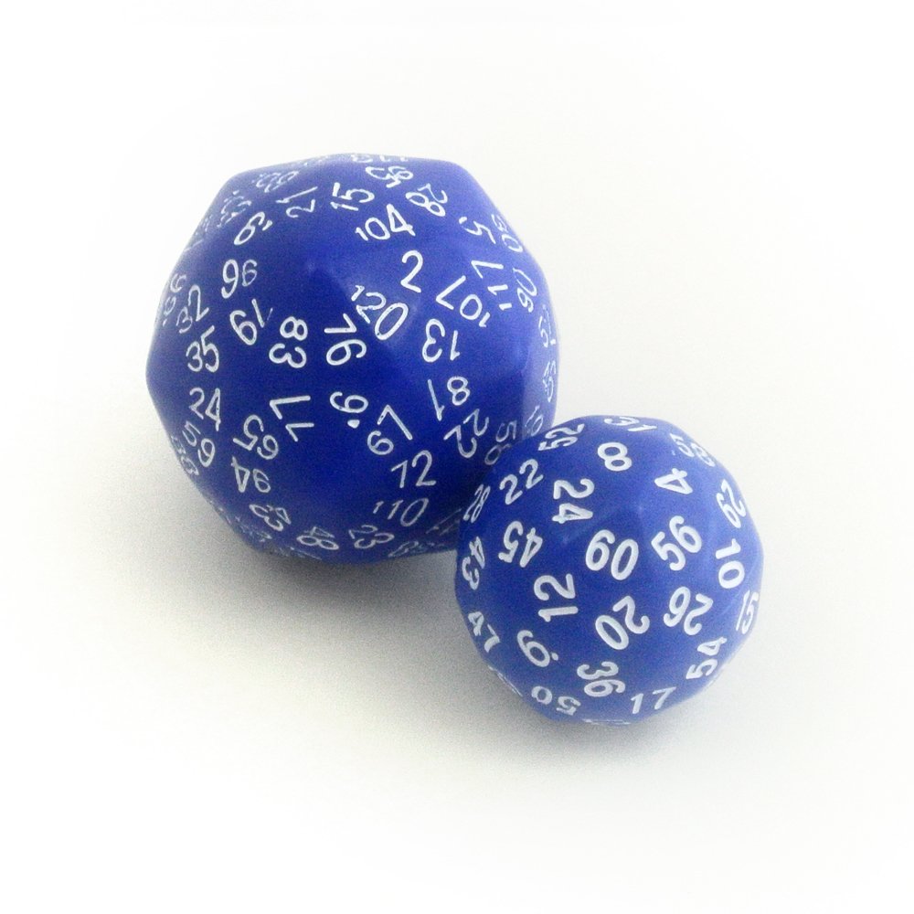 60-Sided and 120-Sided Blue Dice for RPG, D&D, Board Games & Tabletop Gaming - Perfect for Role-Playing, Strategy Games & Collectors
