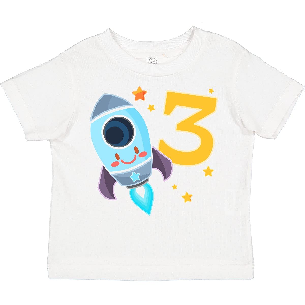 Inktastic Rocket Space Ship Happy 3rd Birthday Toddler T-Shirt - Fun Astronaut Themed Gift for 3 Year Old Boys & Girls Birthday Party Outfit