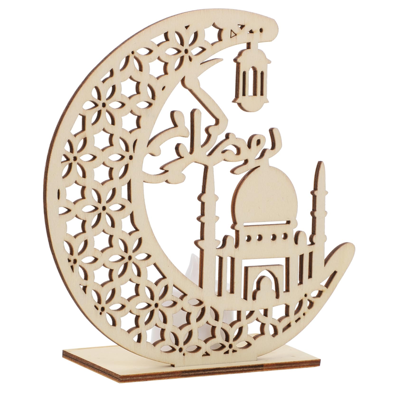Wooden LED Moon Shape Decorative Lamp - Eid & Ramadan Home Decor, Bedside Night Light for Festive Ambiance