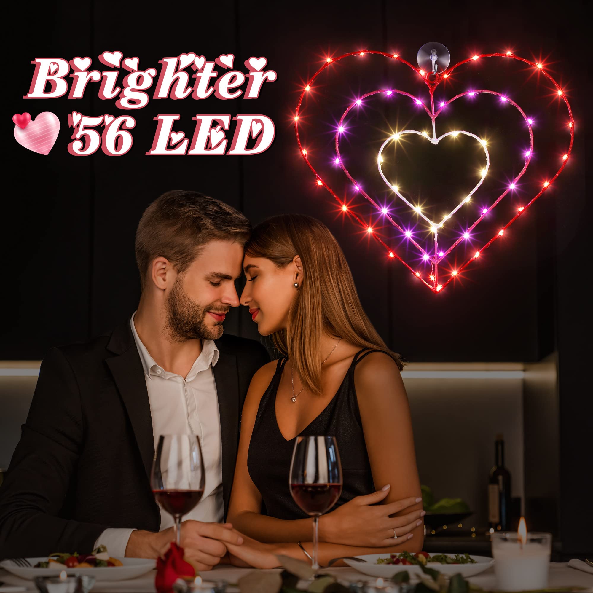 13 Inch Valentine's Day LED Lights - 8 Modes with Timer & Remote Control for Romantic Decorations (Heart Shape, 1 Pack) - Perfect for Valentine's Day, Wedding Proposals, Anniversary Parties & Home Decor