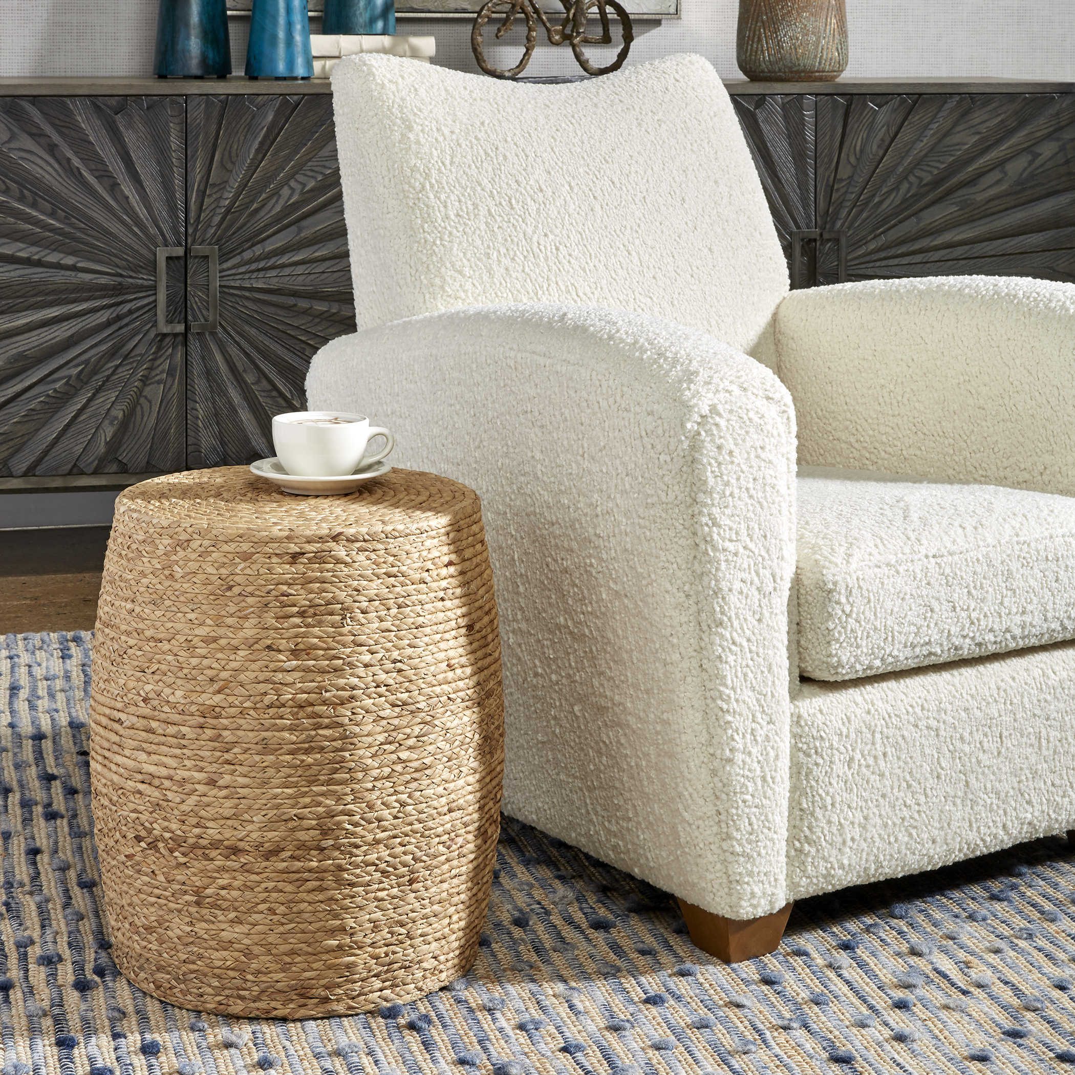 Laguna Accent Stool - Modern Upholstered Footrest Ottoman with Wooden Legs, Perfect for Living Room, Bedroom, or Office Decor